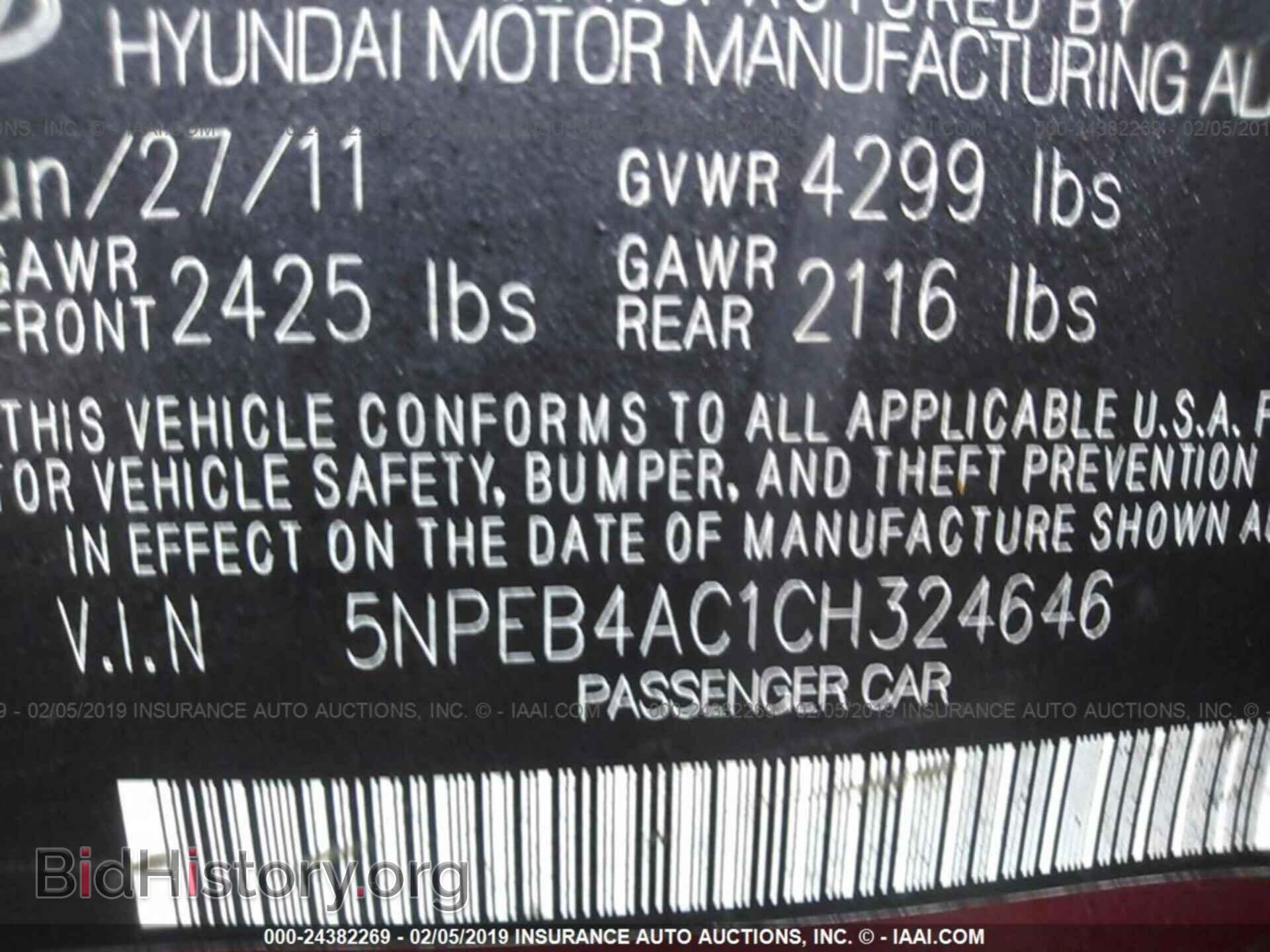 2012 HYUNDAI SONATA - VIN: 5NPEB4AC1CH324646 - Photo 9