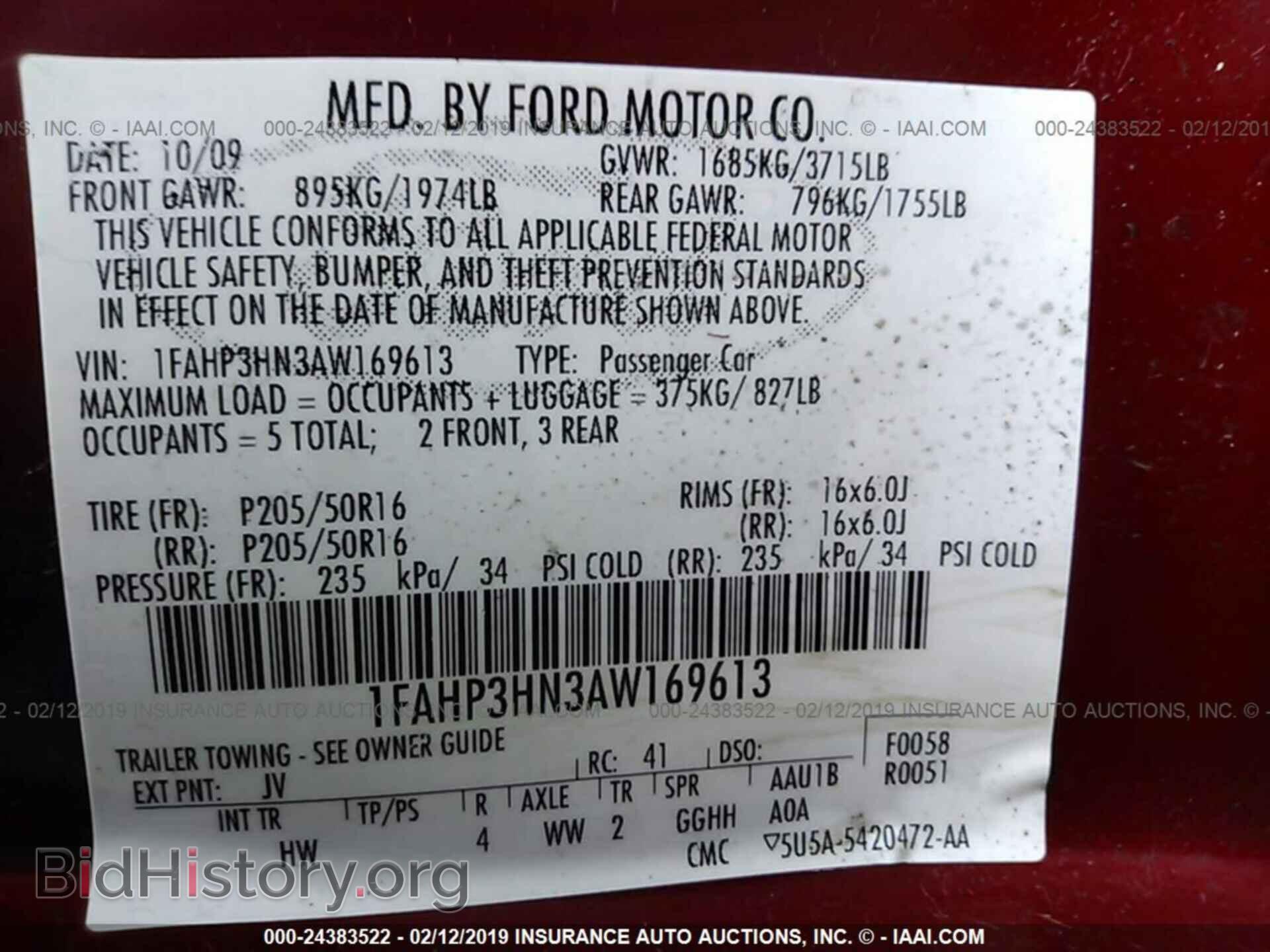 2010 FORD FOCUS - VIN: 1FAHP3HN3AW169613 - Фото 9