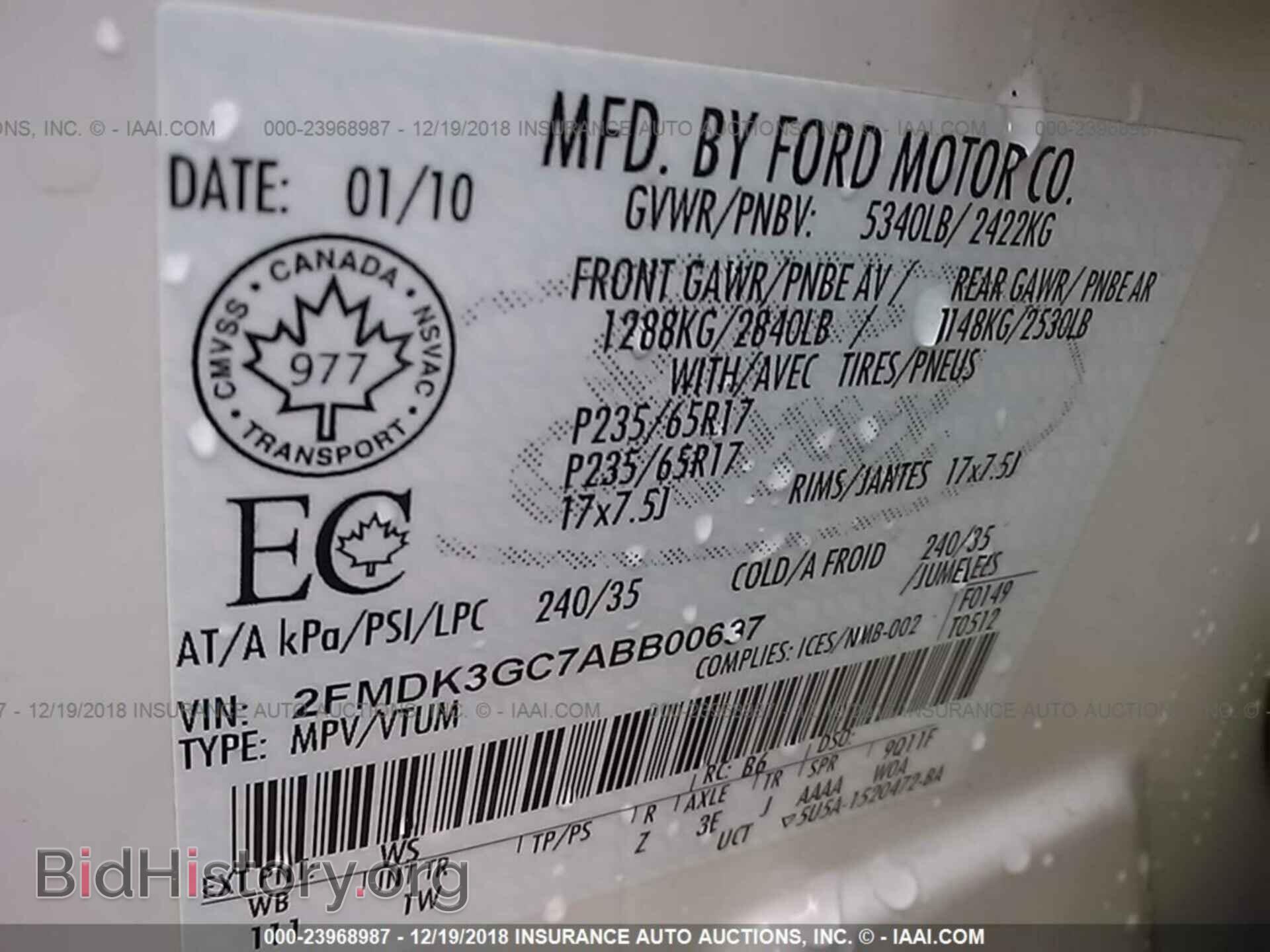 2010 FORD EDGE - VIN: 2FMDK3GC7ABB00637 - Photo 9