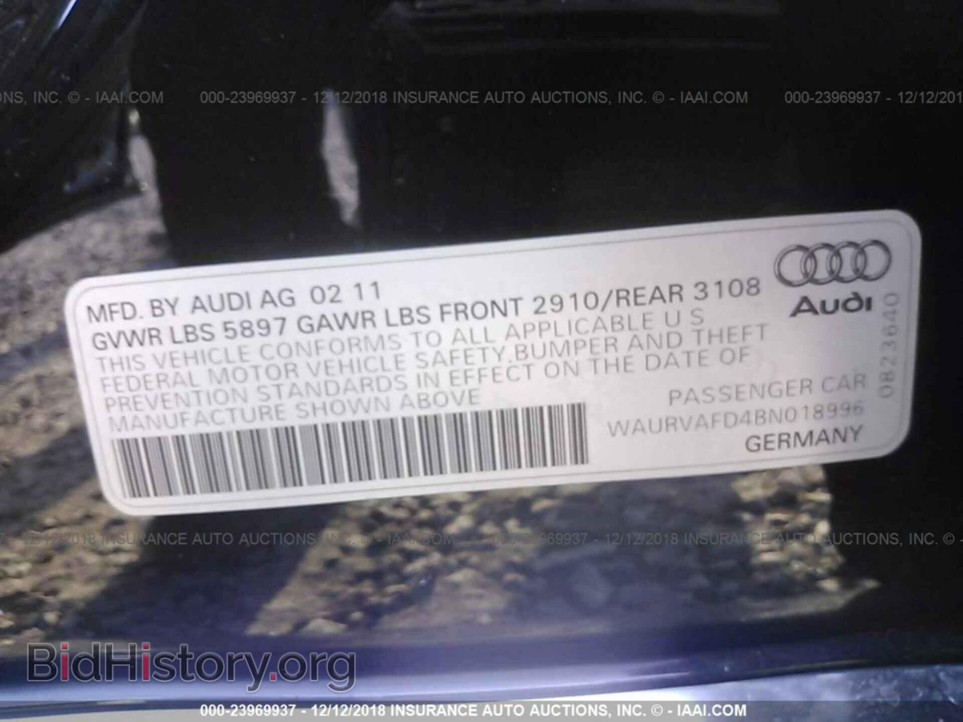 2011 AUDI A8 - VIN: WAURVAFD4BN018996 - Фото 9