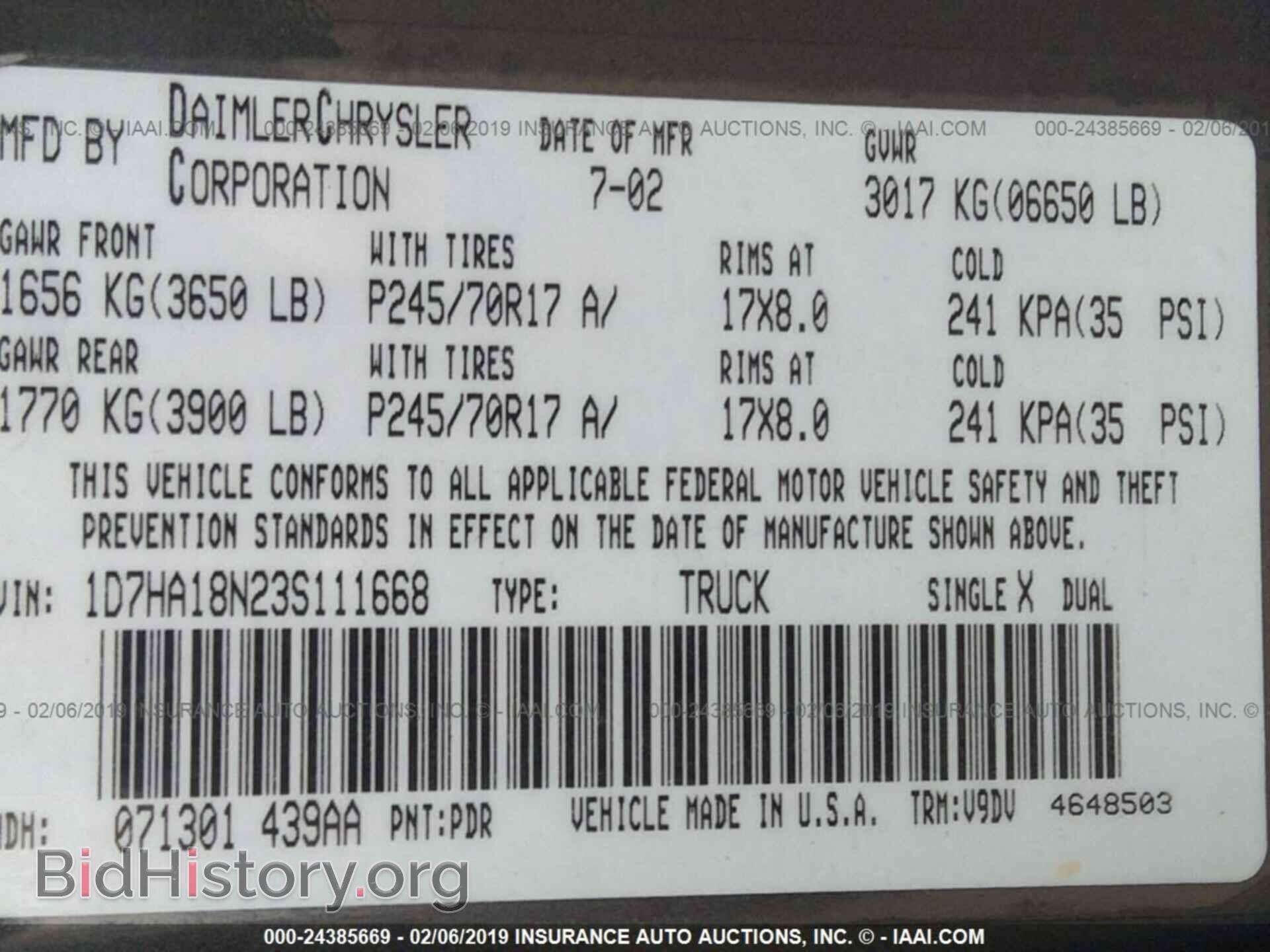 2003 DODGE RAM 1500 - VIN: 1D7HA18N23S111668 - Фото 9
