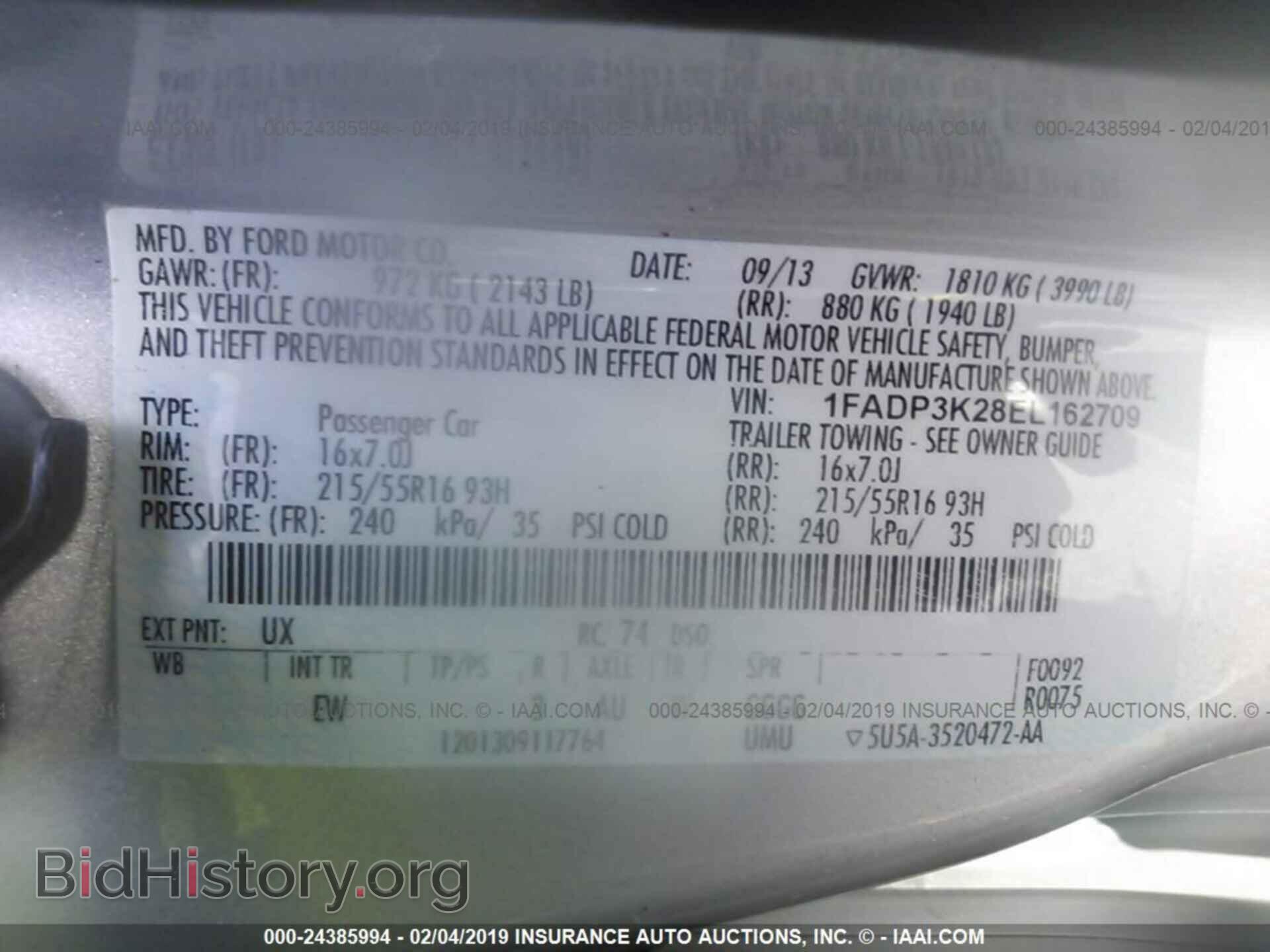 2014 FORD FOCUS - VIN: 1FADP3K28EL162709 - Фото 9