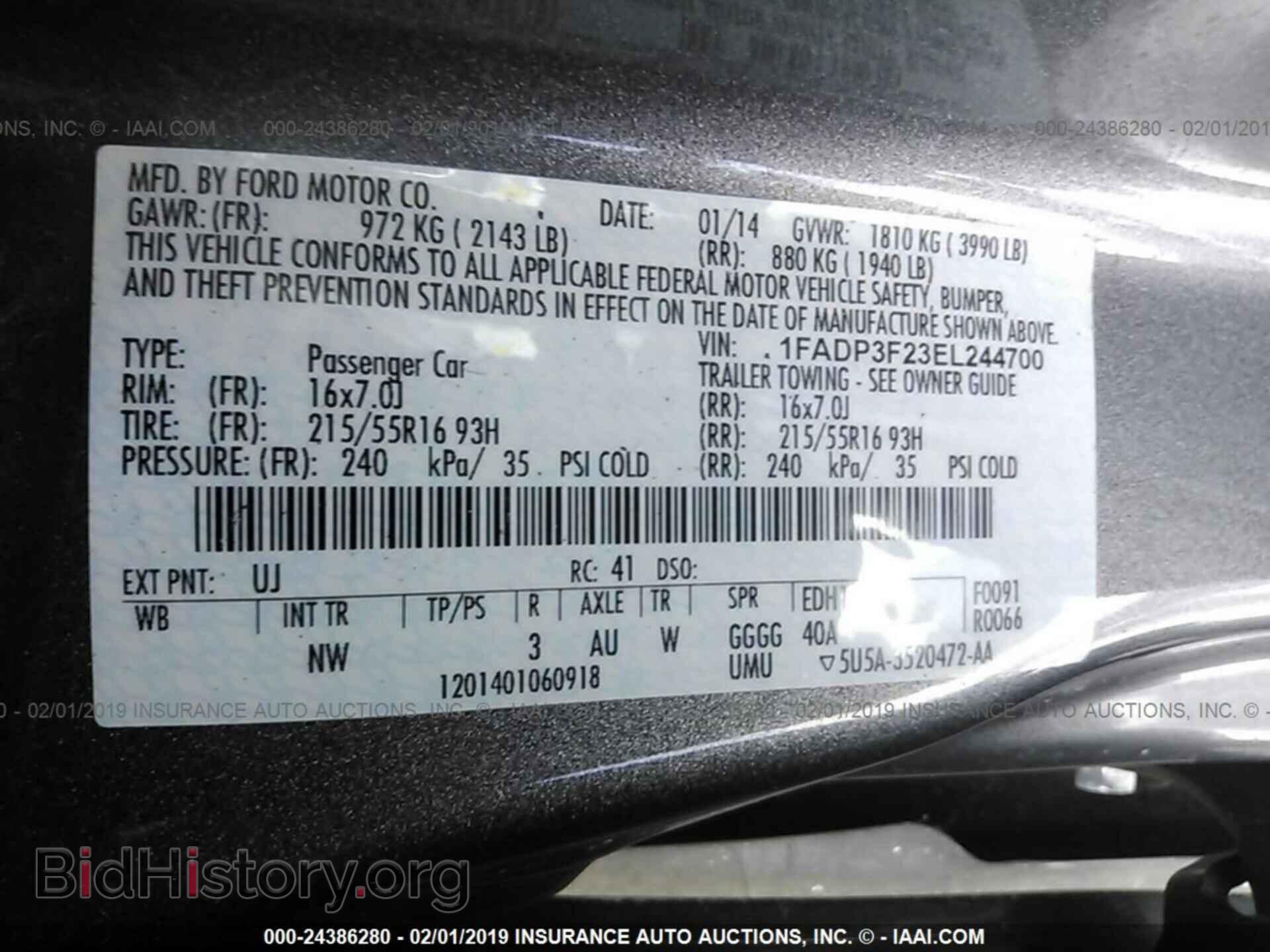 2014 FORD FOCUS - VIN: 1FADP3F23EL244700 - Фото 9