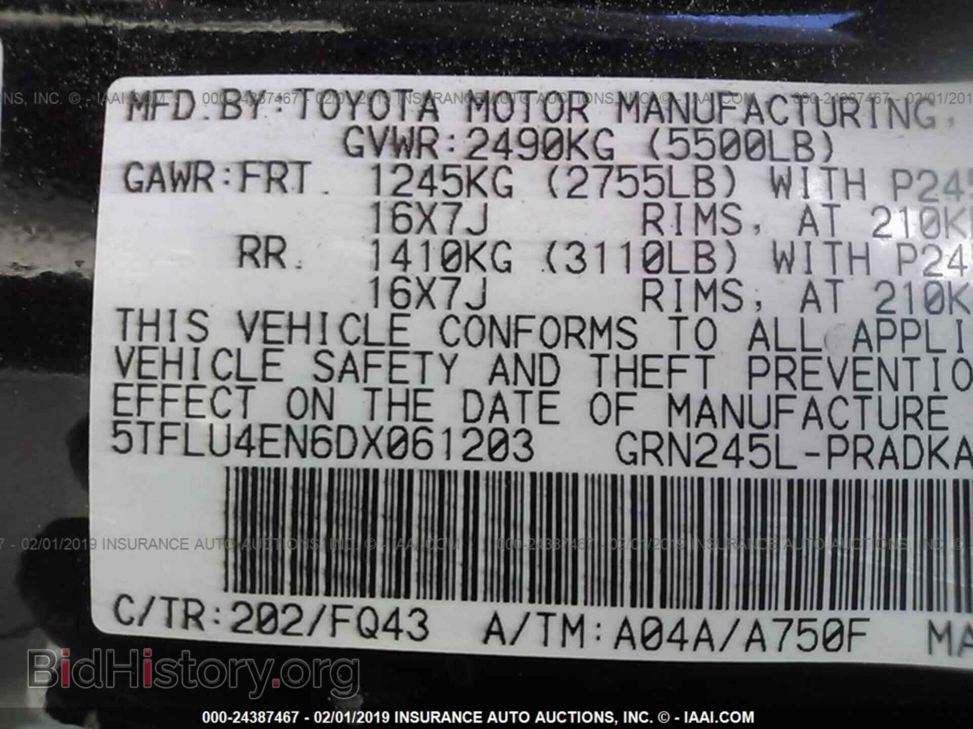 2013 TOYOTA TACOMA - VIN: 5TFLU4EN6DX061203 - Фото 9