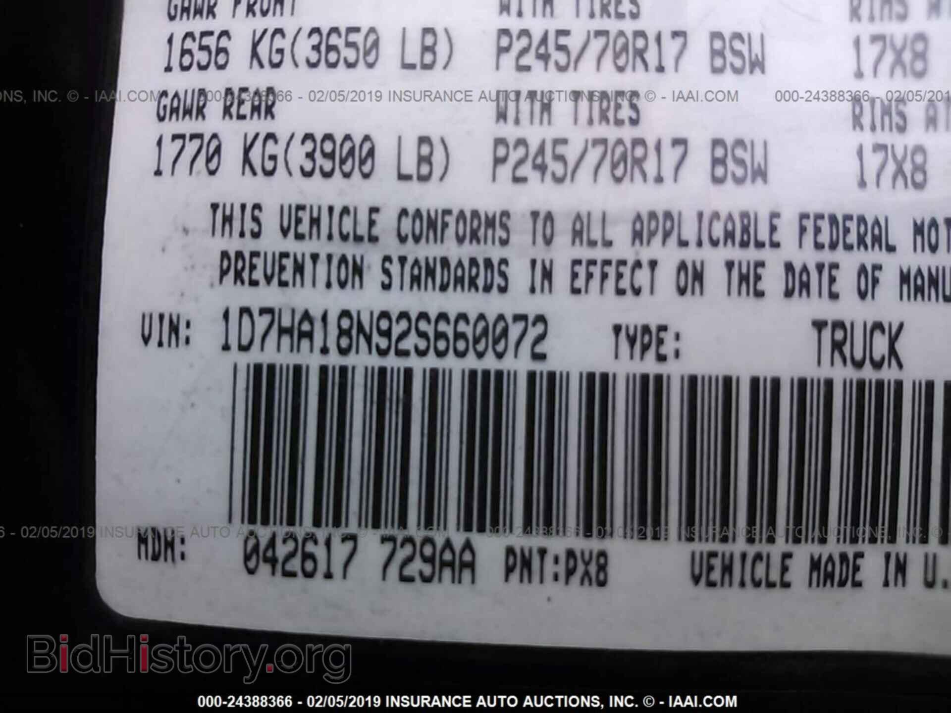 2002 DODGE RAM 1500 - VIN: 1D7HA18N92S660072 - Фото 9
