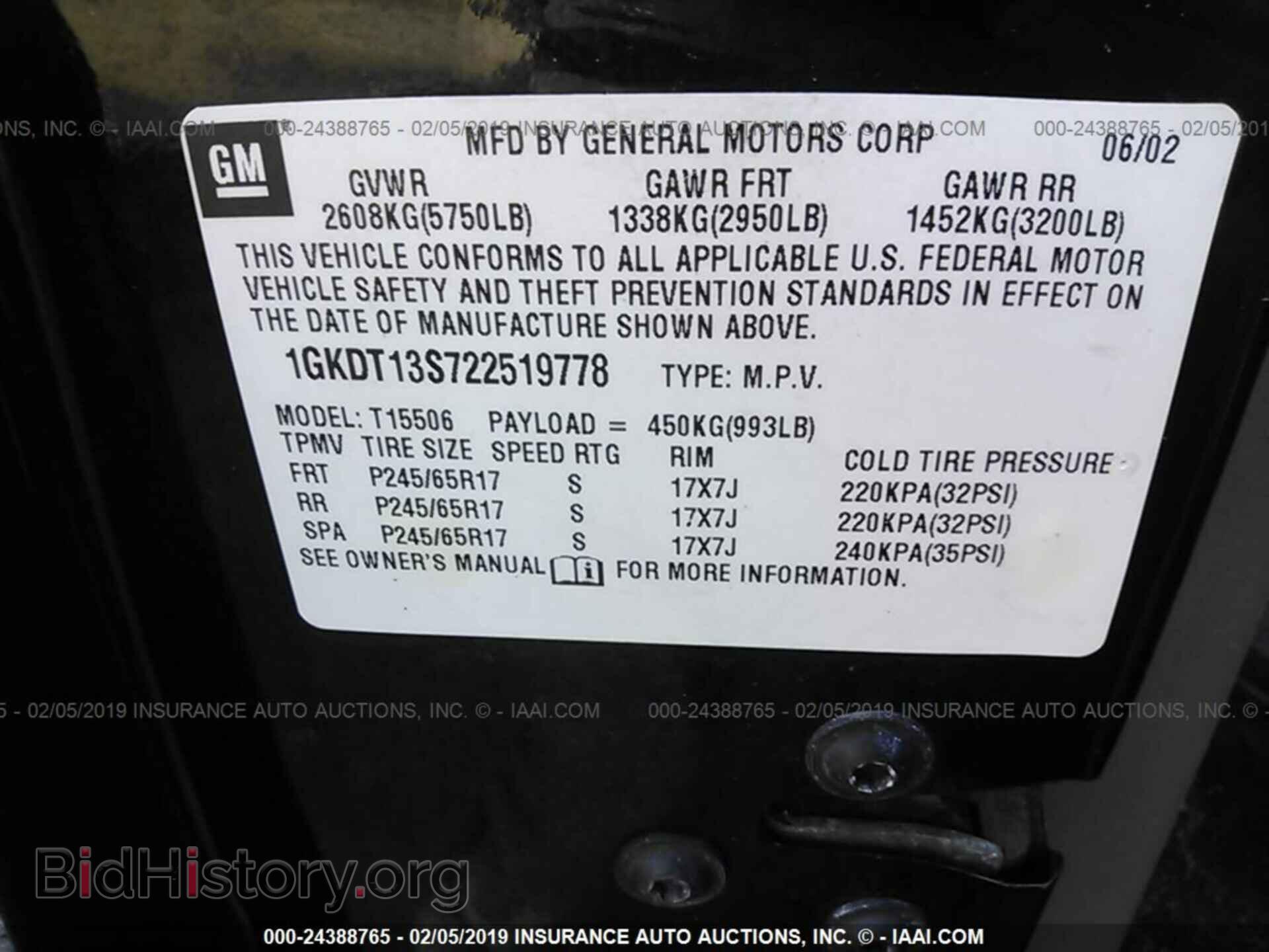 2002 GMC ENVOY - VIN: 1GKDT13S722519778 - Фото 9