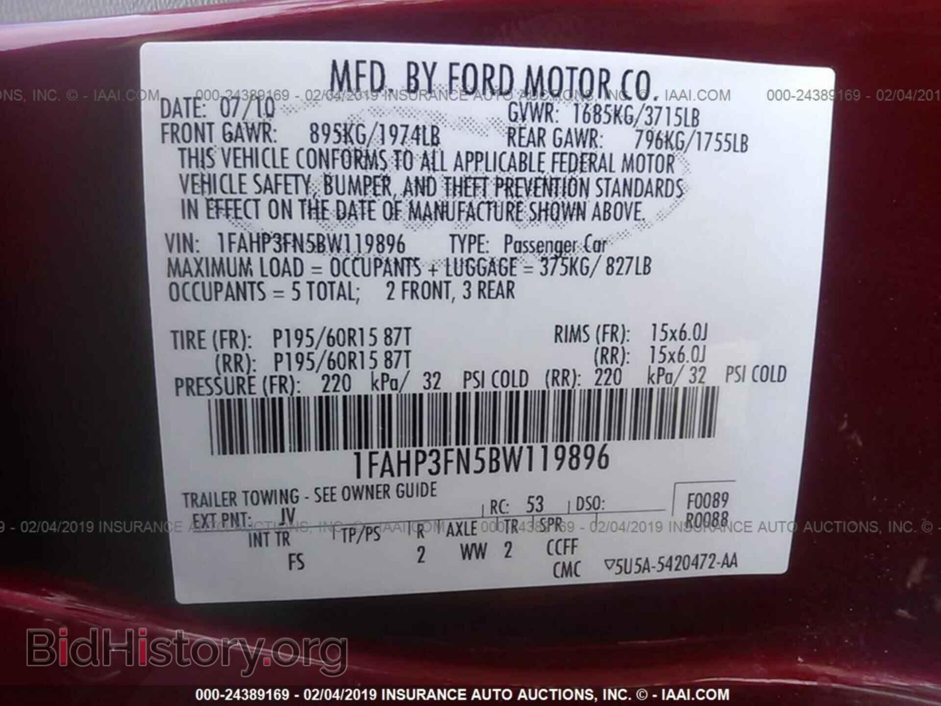 2011 FORD FOCUS - VIN: 1FAHP3FN5BW119896 - Photo 9