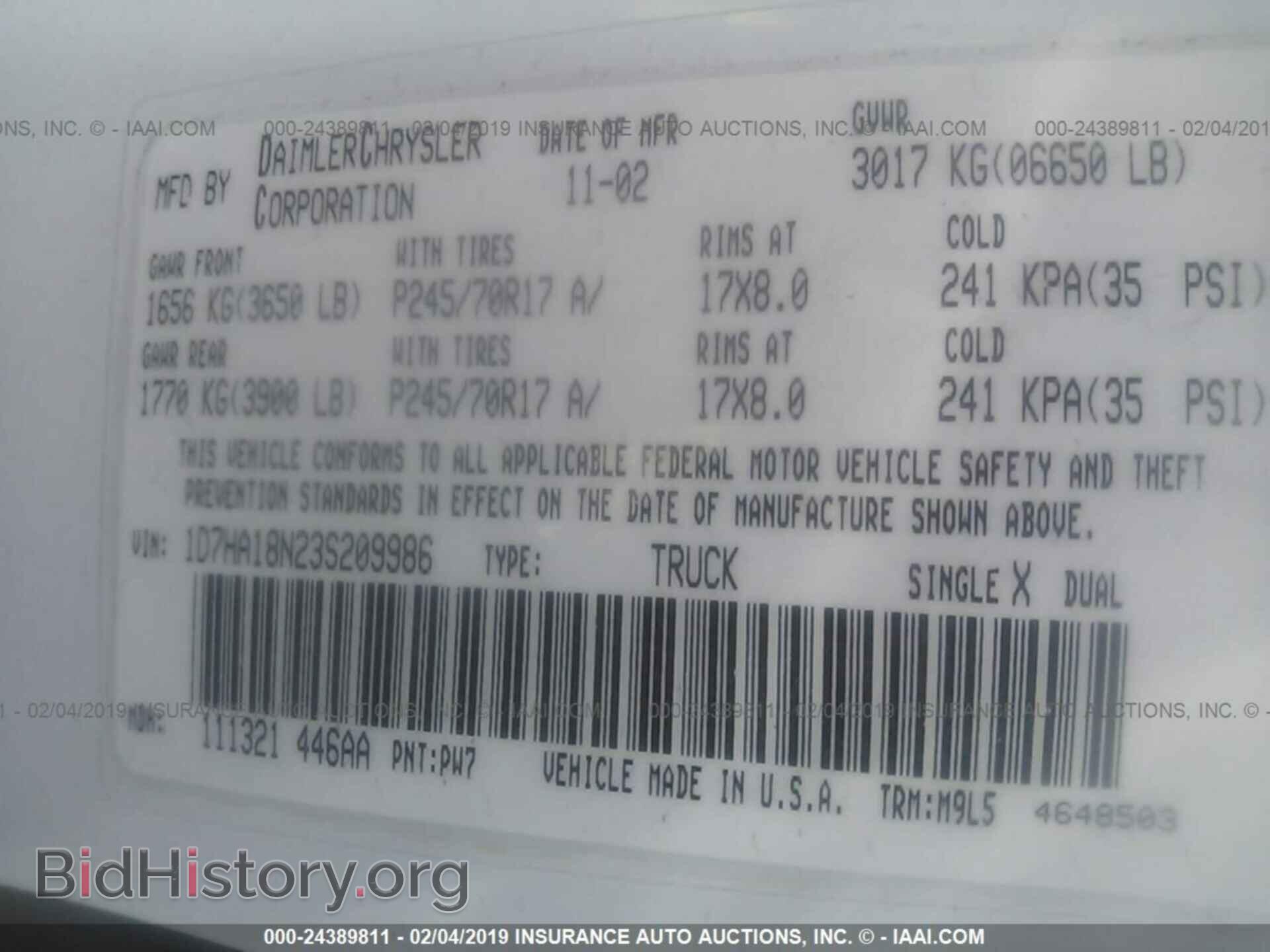 2003 DODGE RAM 1500 - VIN: 1D7HA18N23S209986 - Фото 9