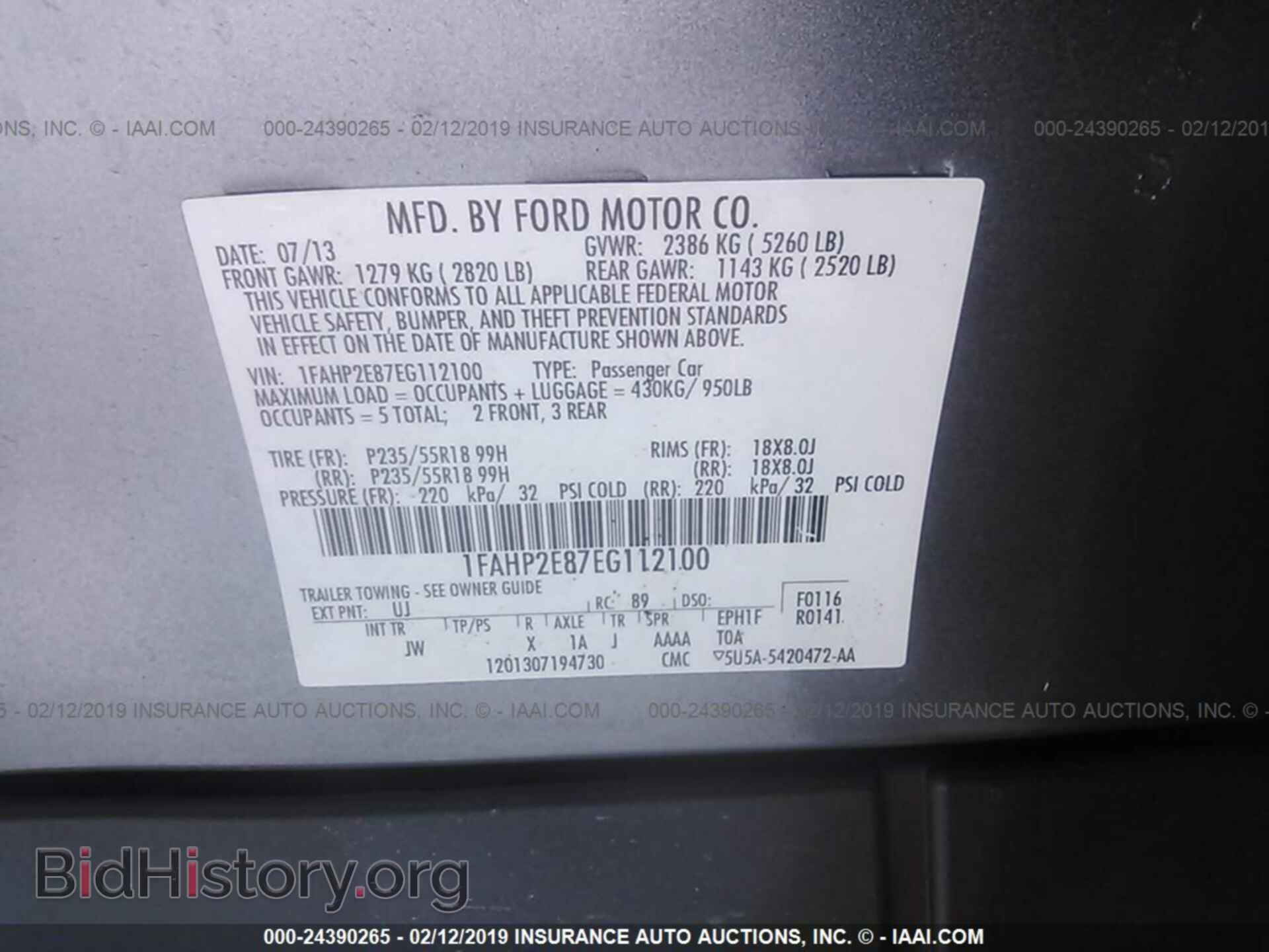 2014 FORD TAURUS - VIN: 1FAHP2E87EG112100 - Photo 9