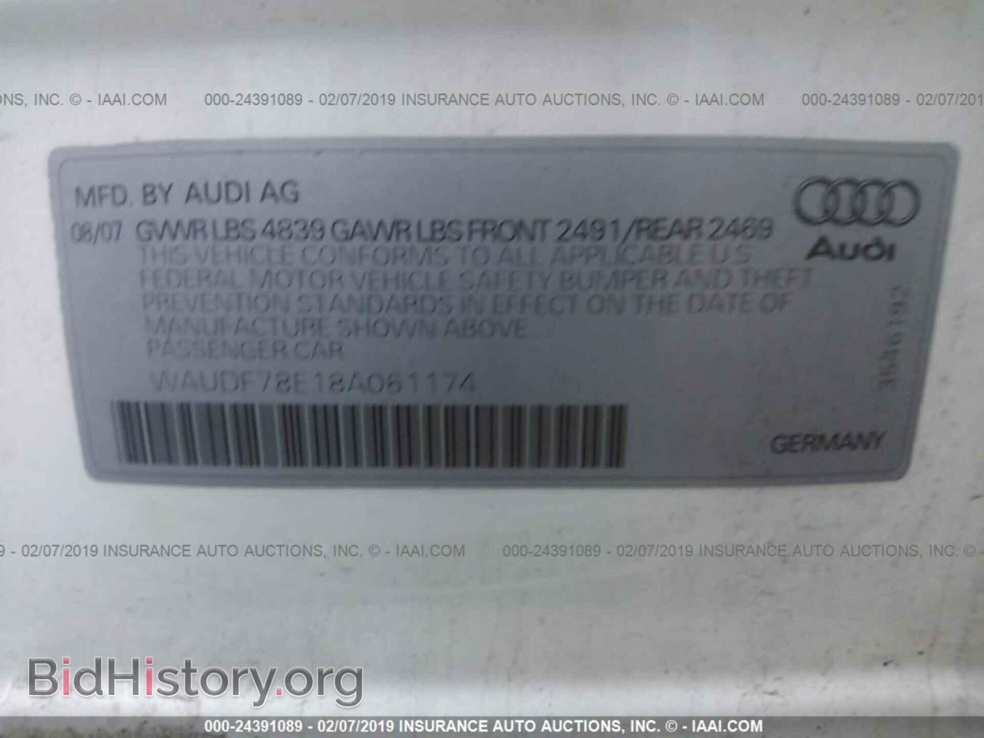 2008 AUDI A4 - VIN: WAUDF78E18A061174 - Фото 9