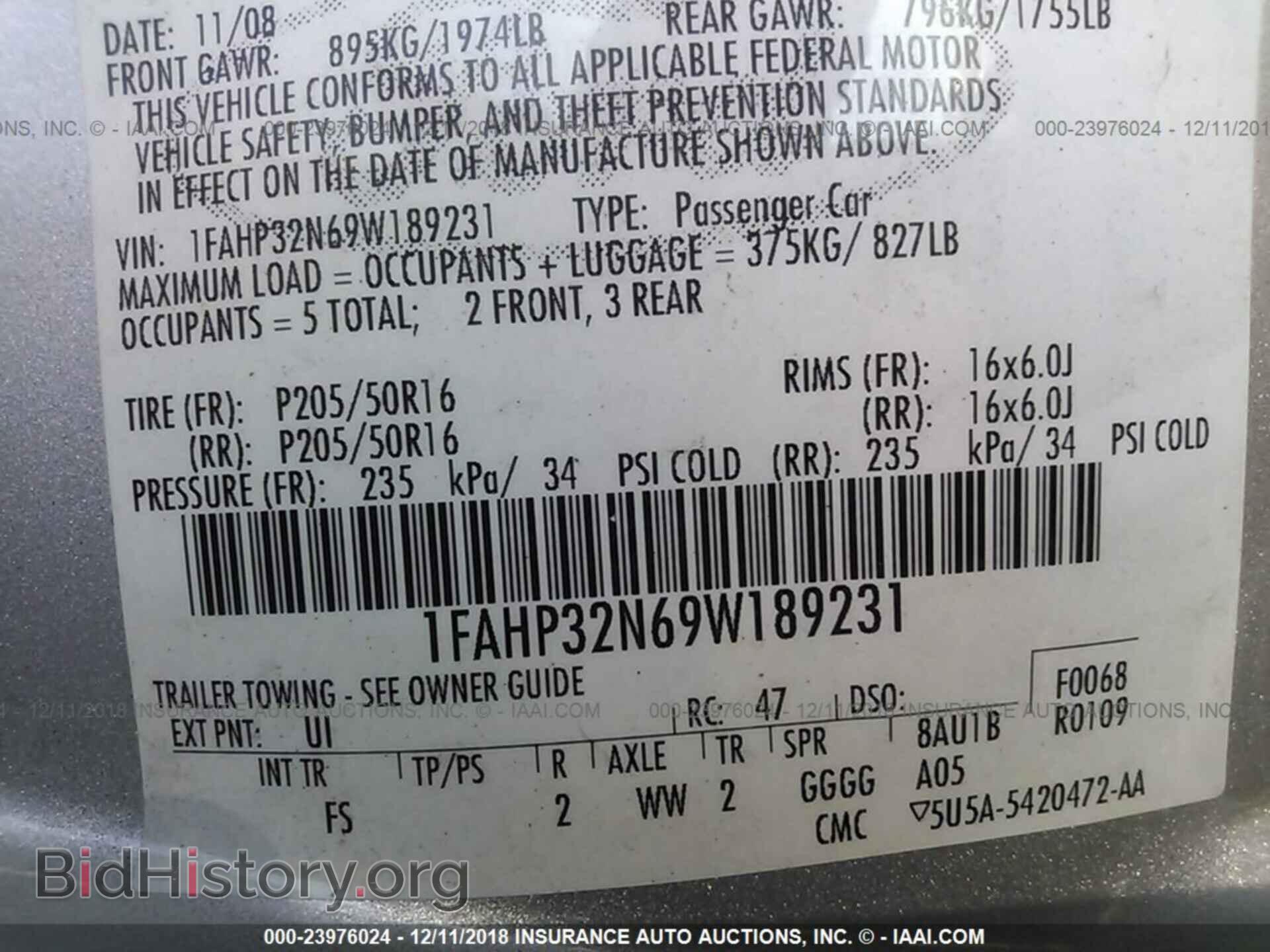 2009 FORD FOCUS - VIN: 1FAHP32N69W189231 - Фото 9
