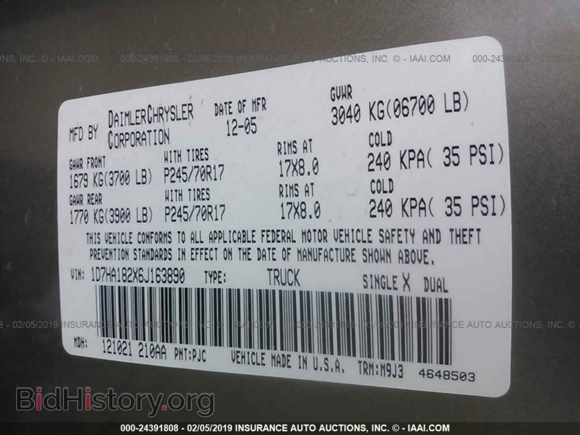 2006 DODGE RAM 1500 - VIN: 1D7HA182X6J163890 - Фото 9