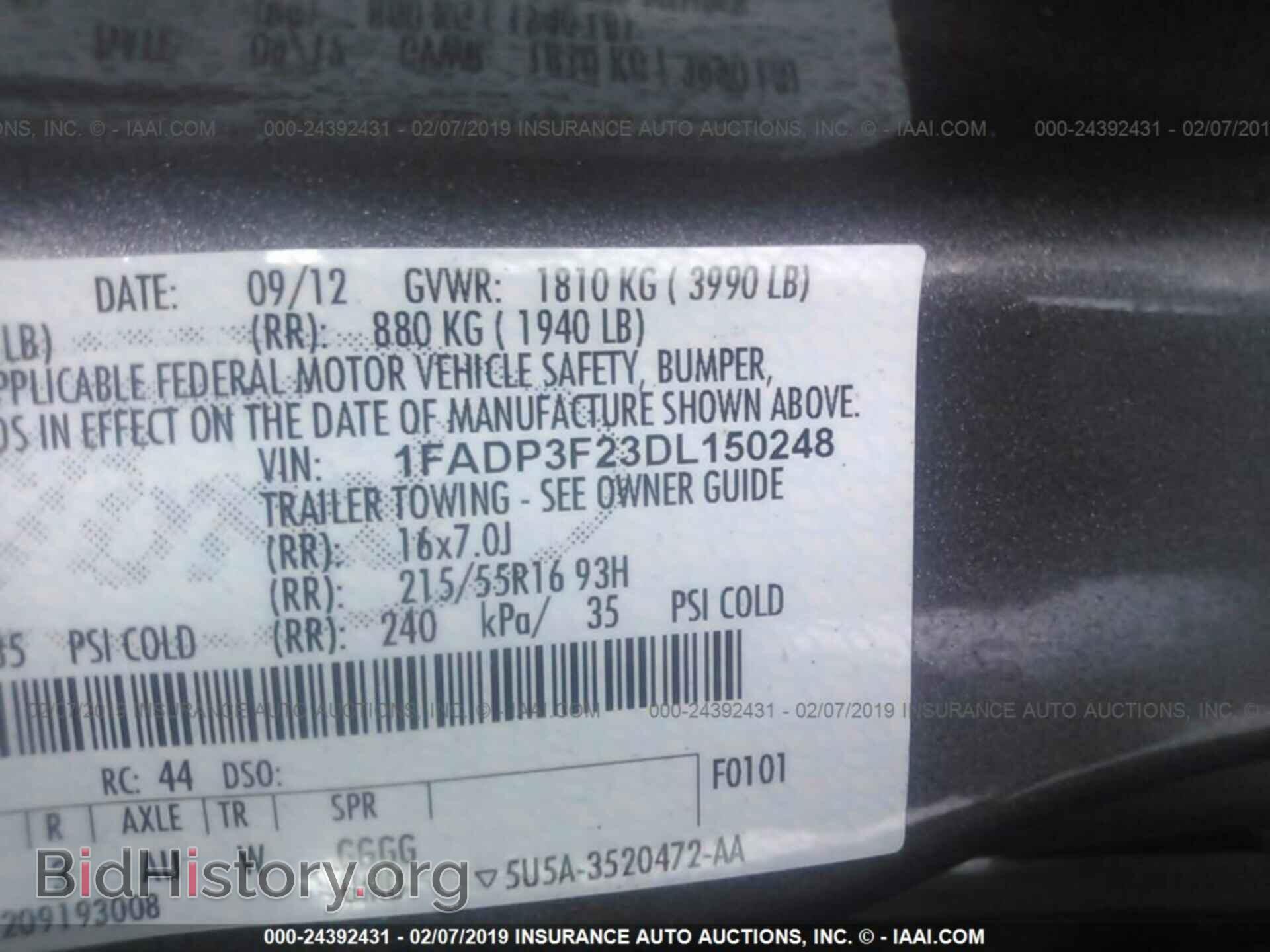 2013 FORD FOCUS - VIN: 1FADP3F23DL150248 - Фото 9
