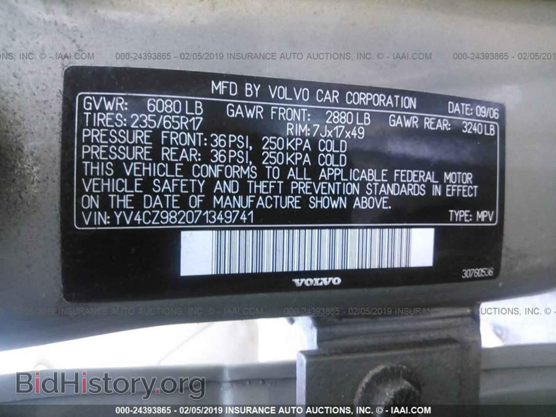 2007 VOLVO XC90 - VIN: YV4CZ982071349741 - Фото 9