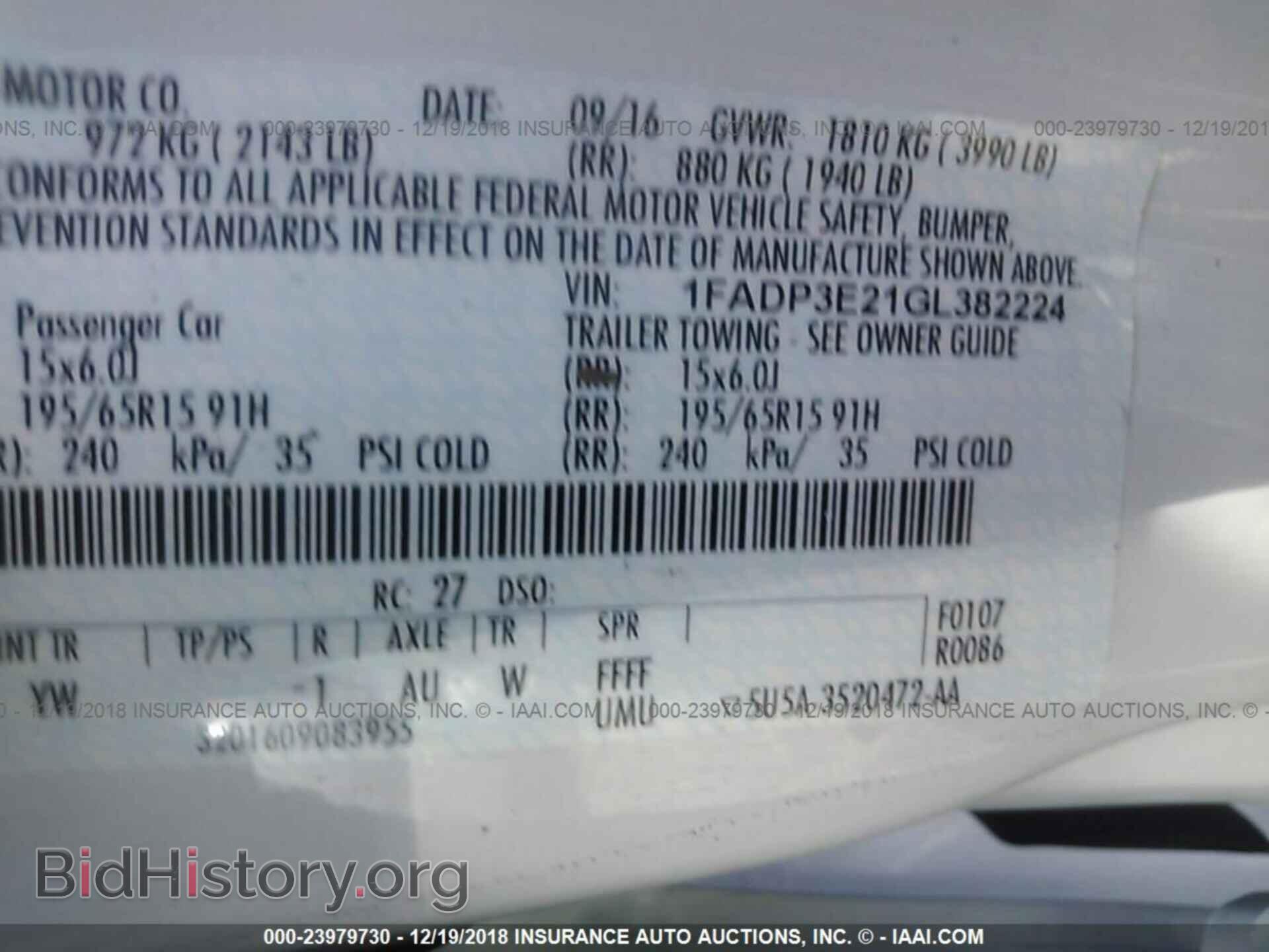2016 FORD FOCUS - VIN: 1FADP3E21GL382224 - Фото 9