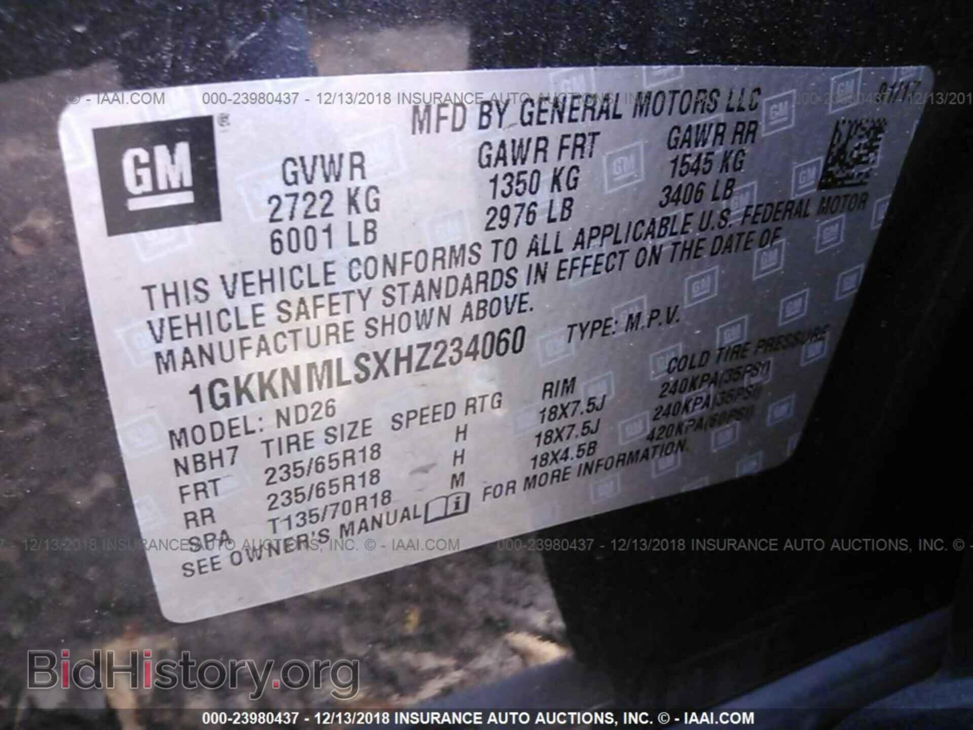 2017 GMC ACADIA - VIN: 1GKKNMLSXHZ234060 - Фото 9