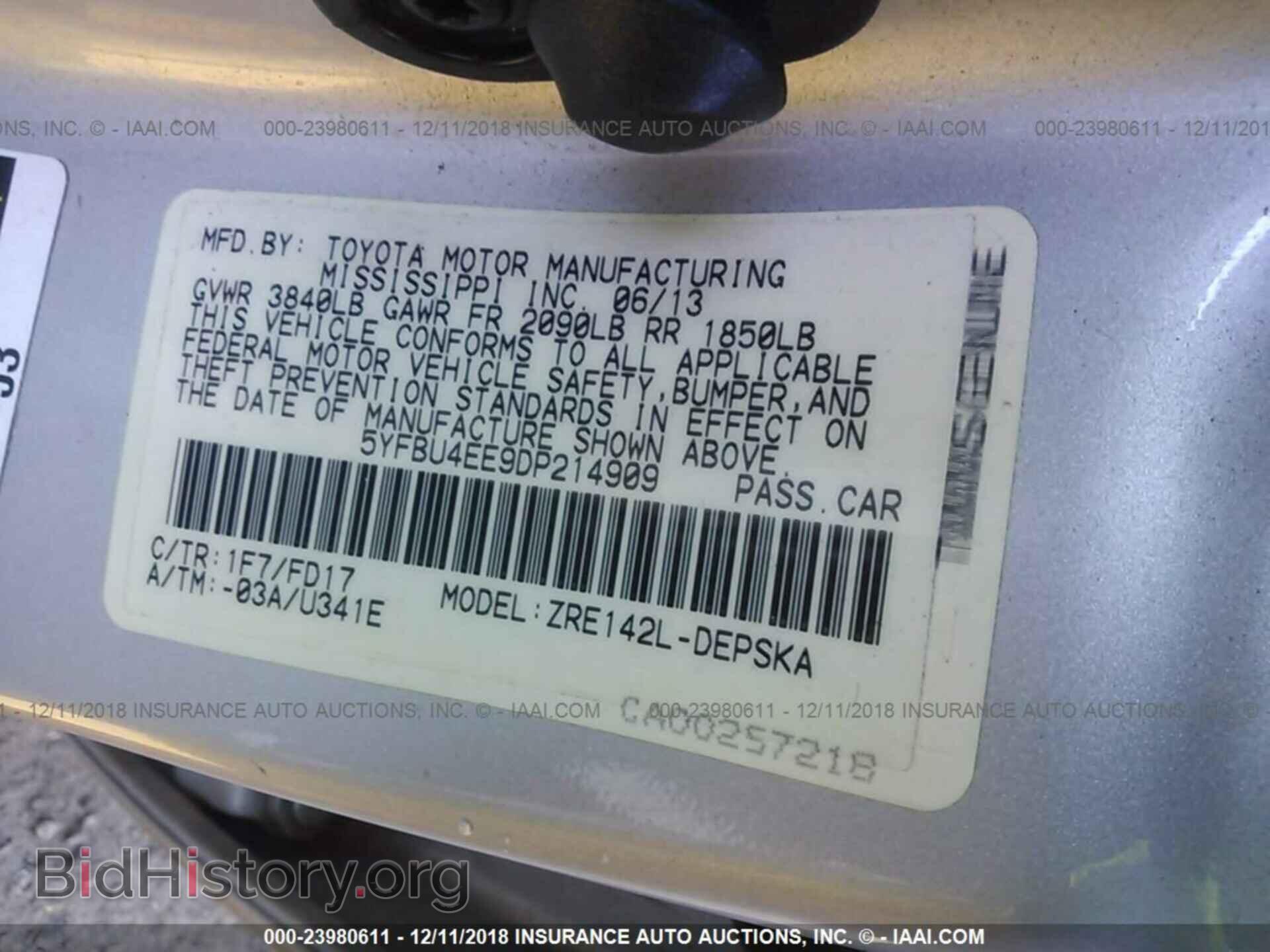 2013 TOYOTA COROLLA - VIN: 5YFBU4EE9DP214909 - Фото 9