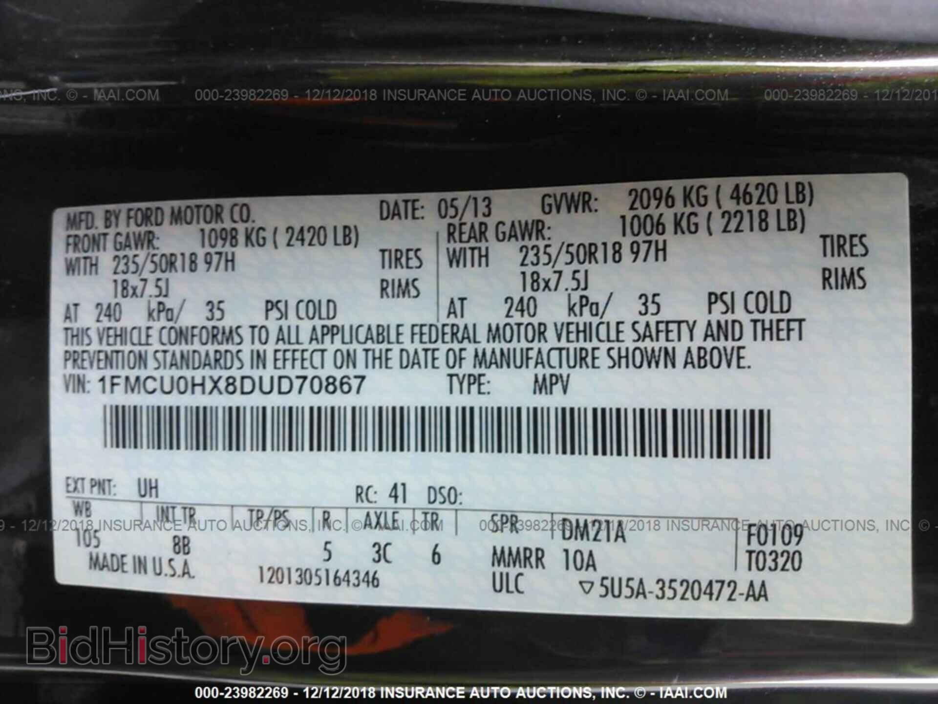 2013 FORD ESCAPE - VIN: 1FMCU0HX8DUD70867 - Photo 9