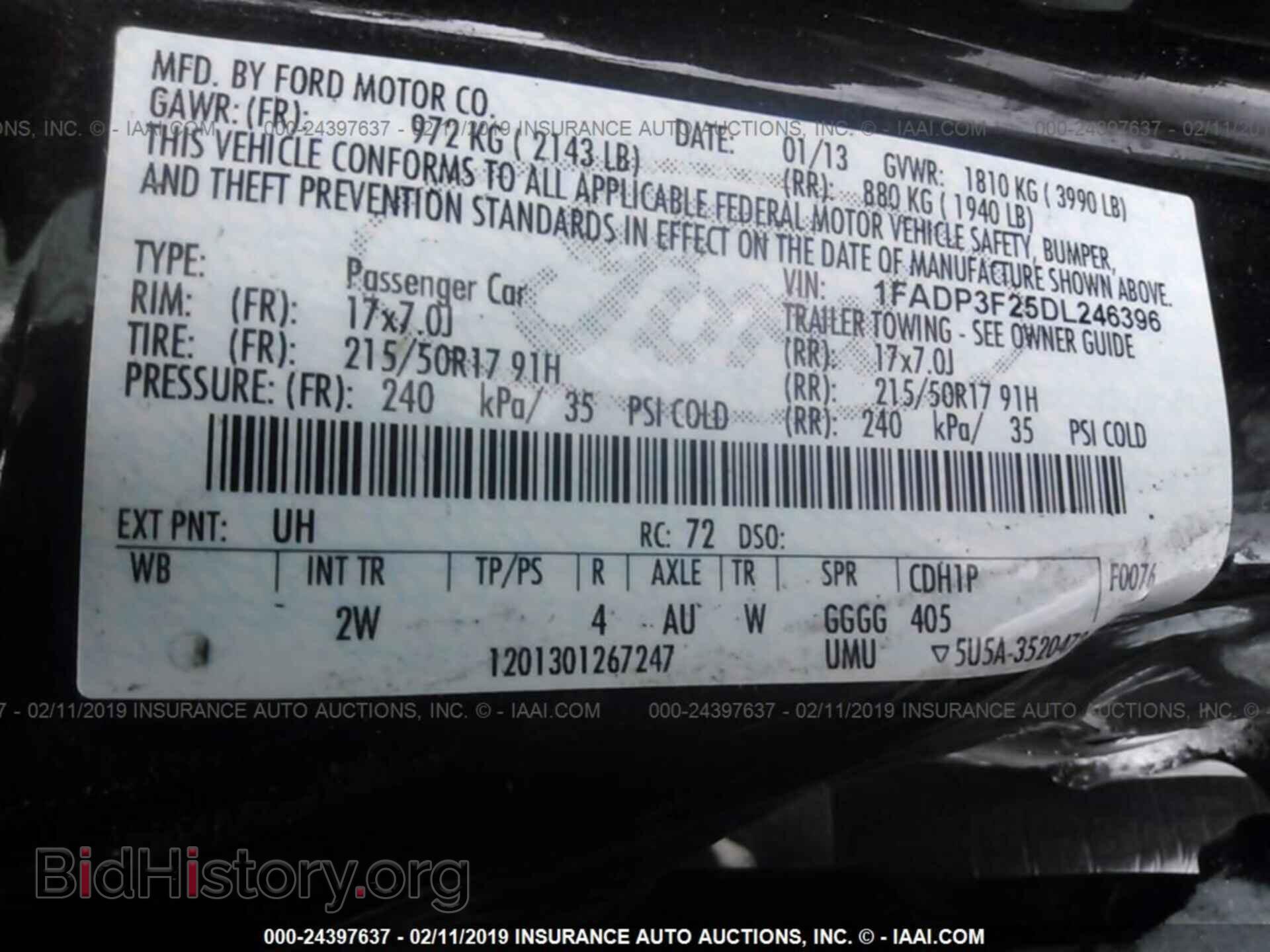 2013 FORD FOCUS - VIN: 1FADP3F25DL246396 - Фото 9