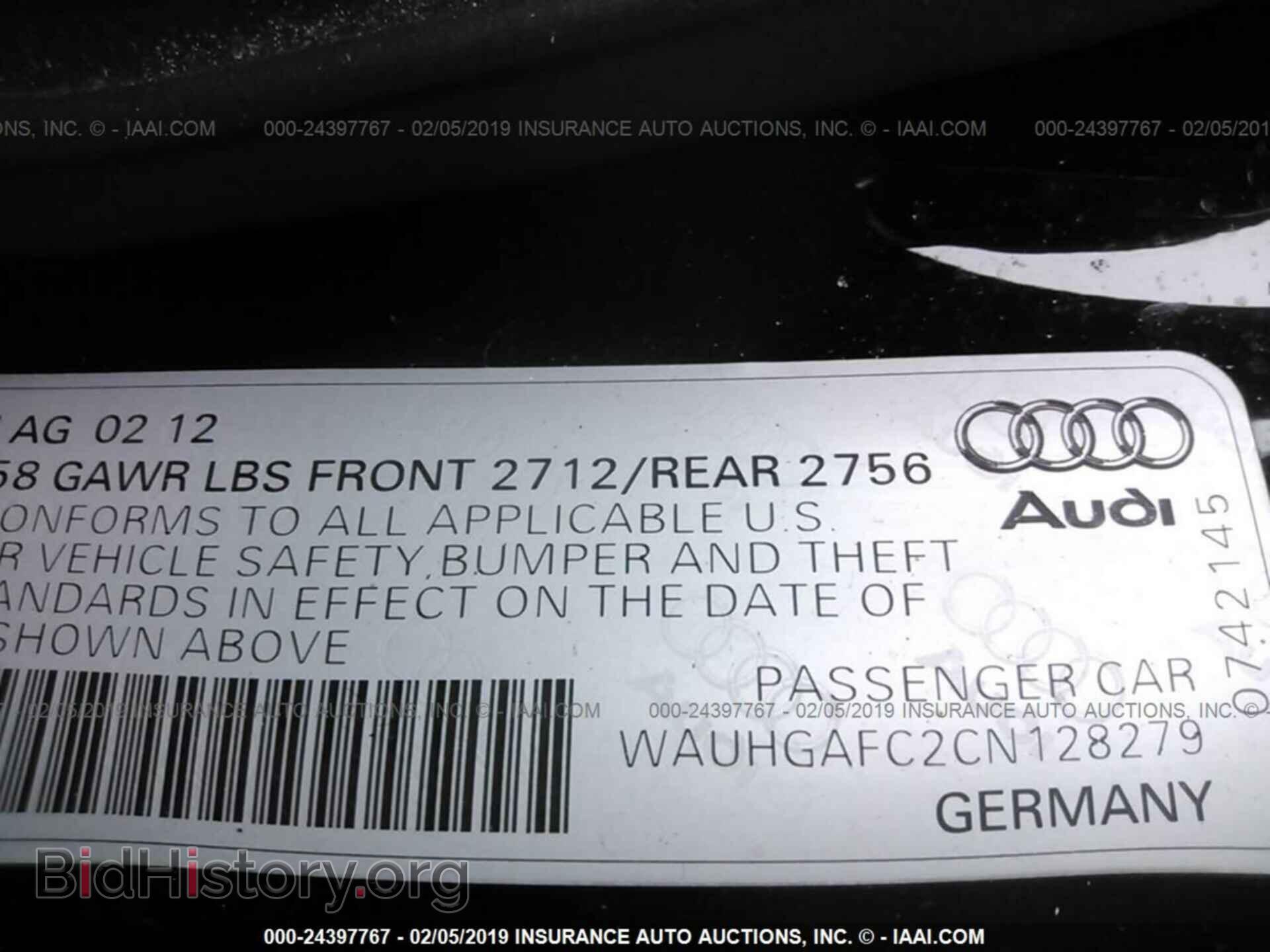 2012 AUDI A6 - VIN: WAUHGAFC2CN128279 - Фото 9