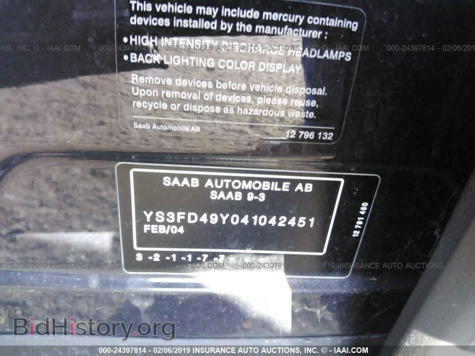 2004 SAAB 9-3 - VIN: YS3FD49Y041042451 - Фото 9