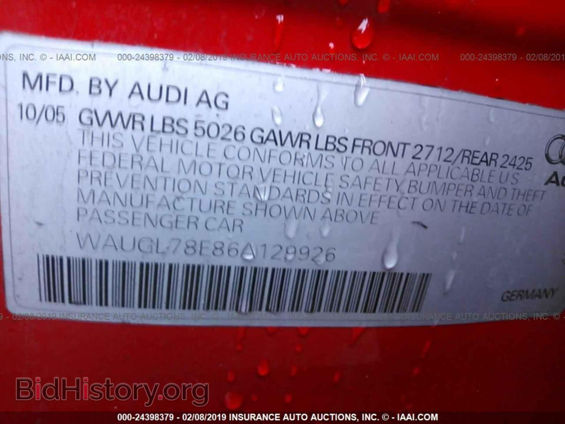 2006 AUDI S4 - VIN: WAUGL78E86A129926 - Фото 9
