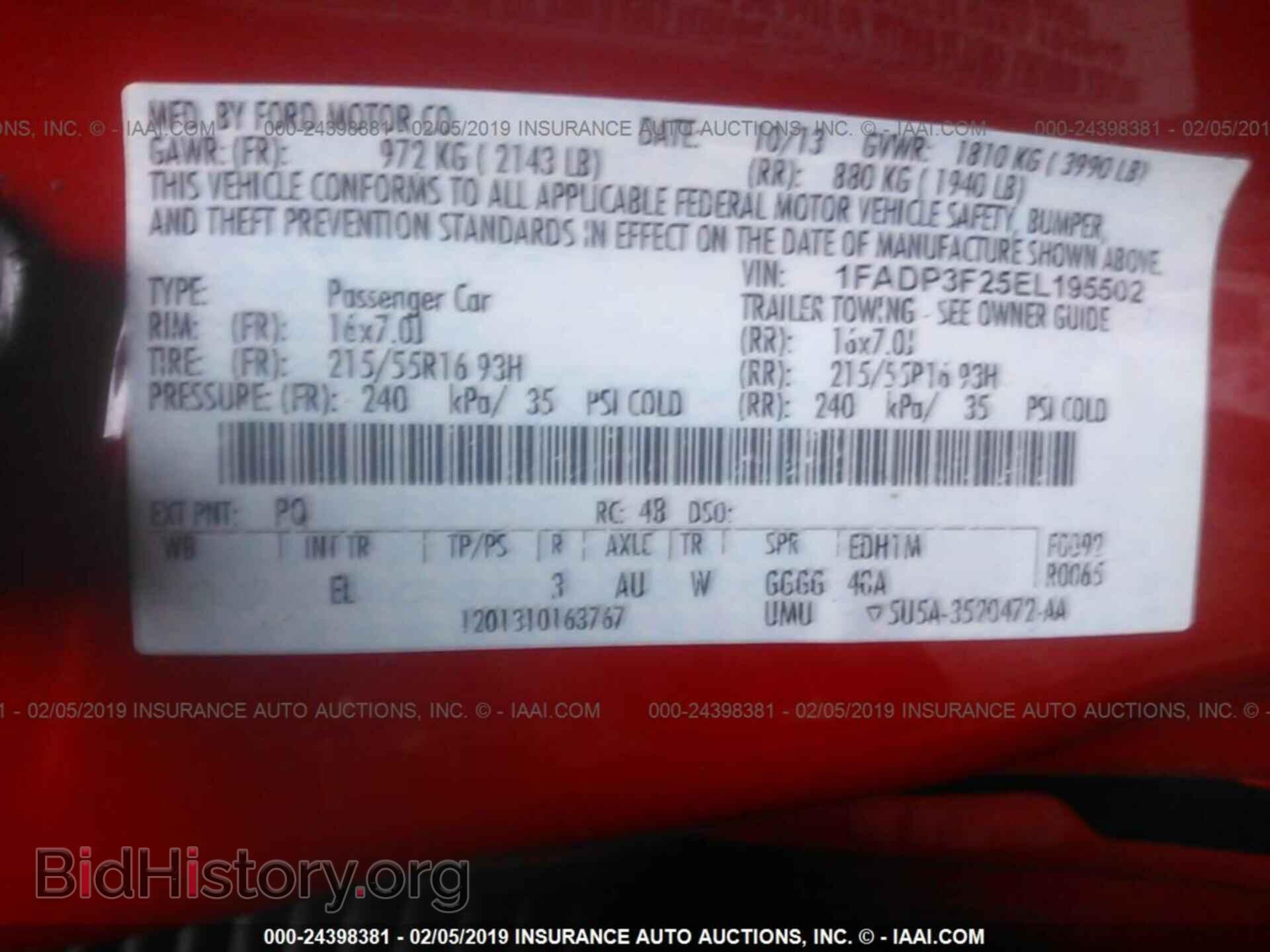 2014 FORD FOCUS - VIN: 1FADP3F25EL195502 - Фото 9