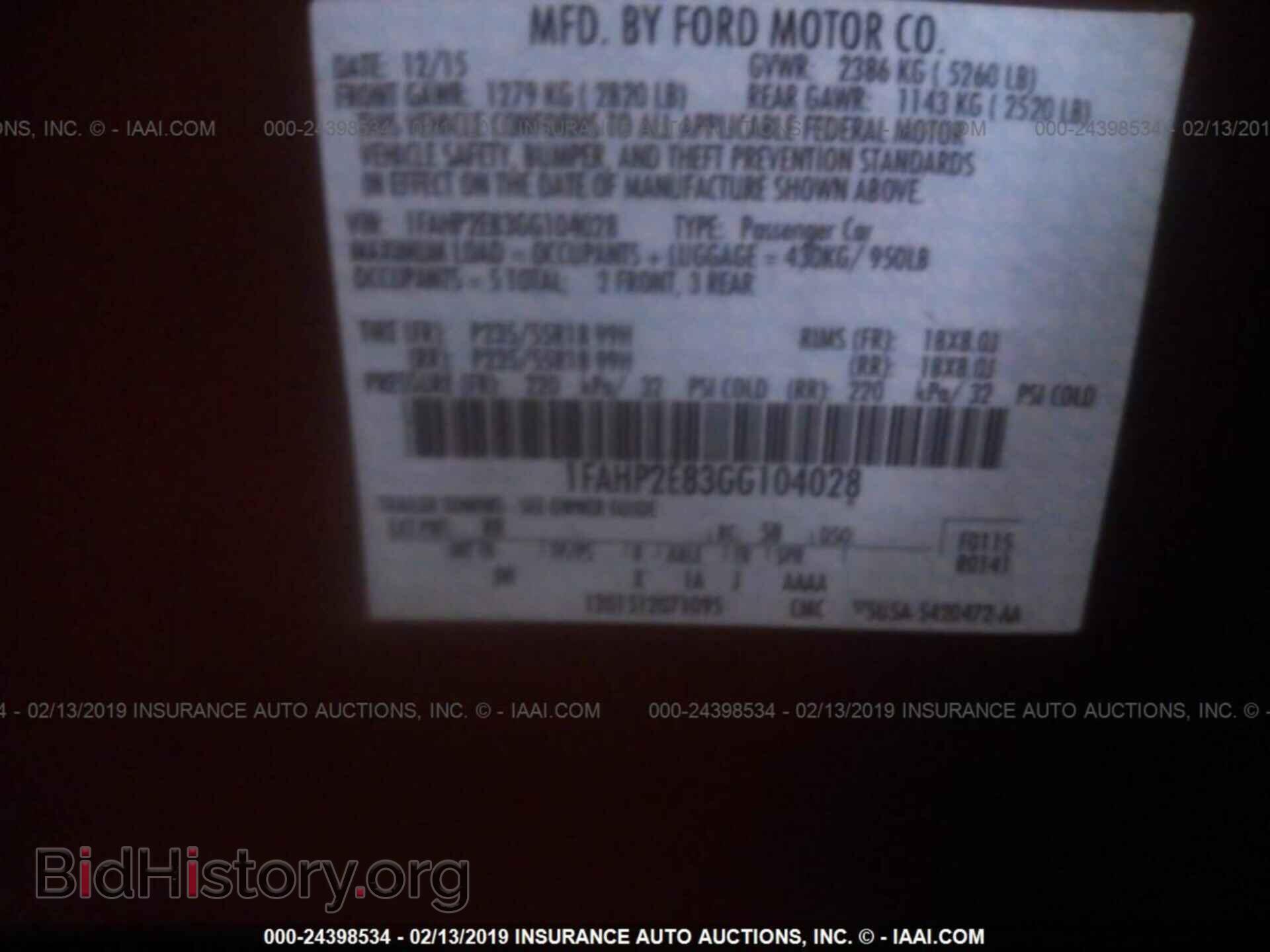 2016 FORD TAURUS - VIN: 1FAHP2E83GG104028 - Фото 9