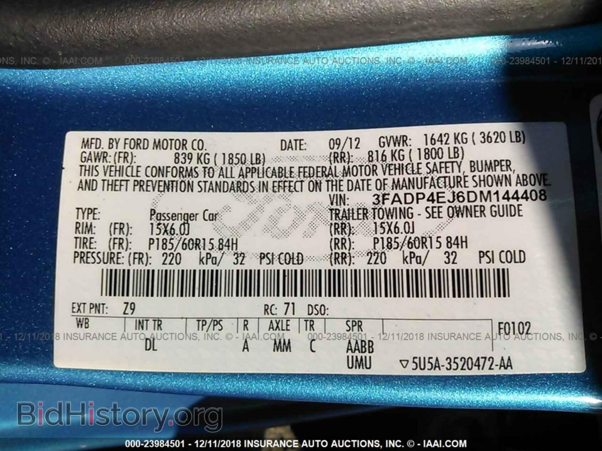 2013 FORD FIESTA - VIN: 3FADP4EJ6DM144408 - Фото 9