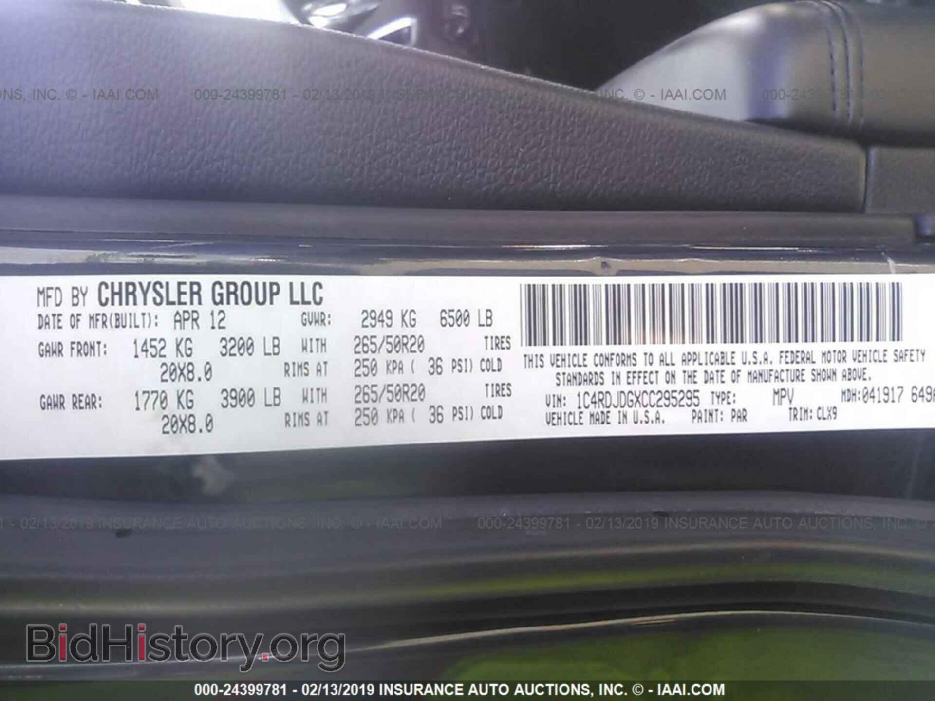 2012 DODGE DURANGO - VIN: 1C4RDJDGXCC295295 - Photo 9