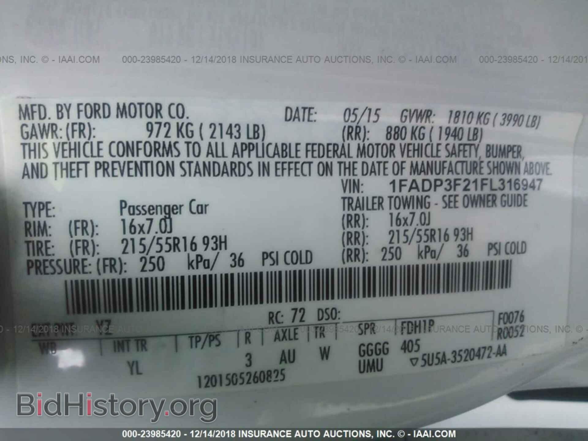 2015 FORD FOCUS - VIN: 1FADP3F21FL316947 - Фото 9
