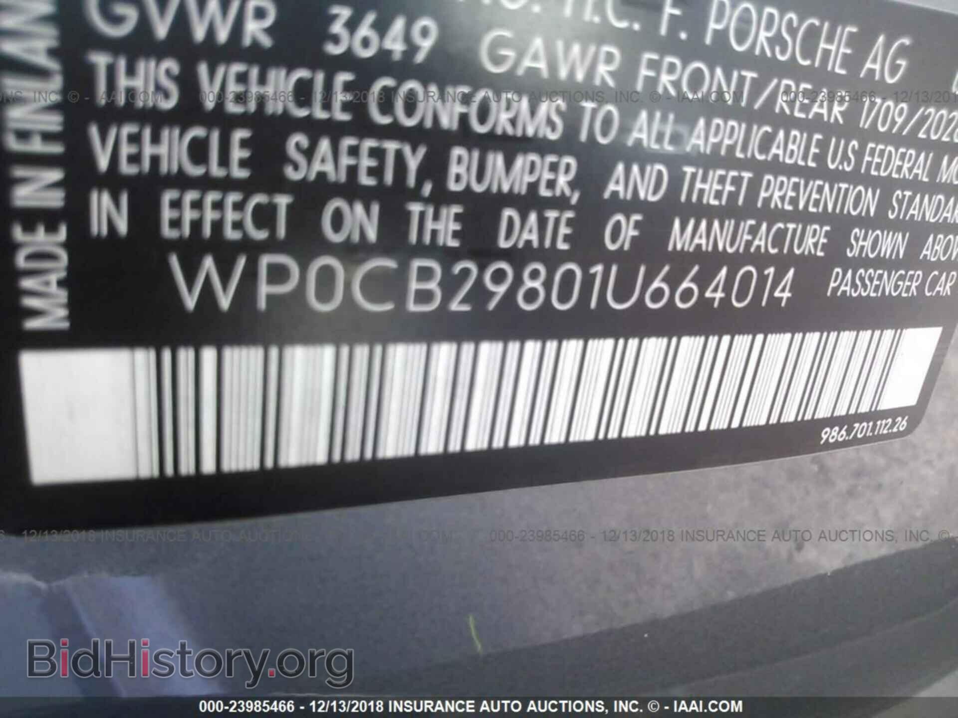 2001 PORSCHE BOXSTER - VIN: WP0CB29801U664014 - Фото 9