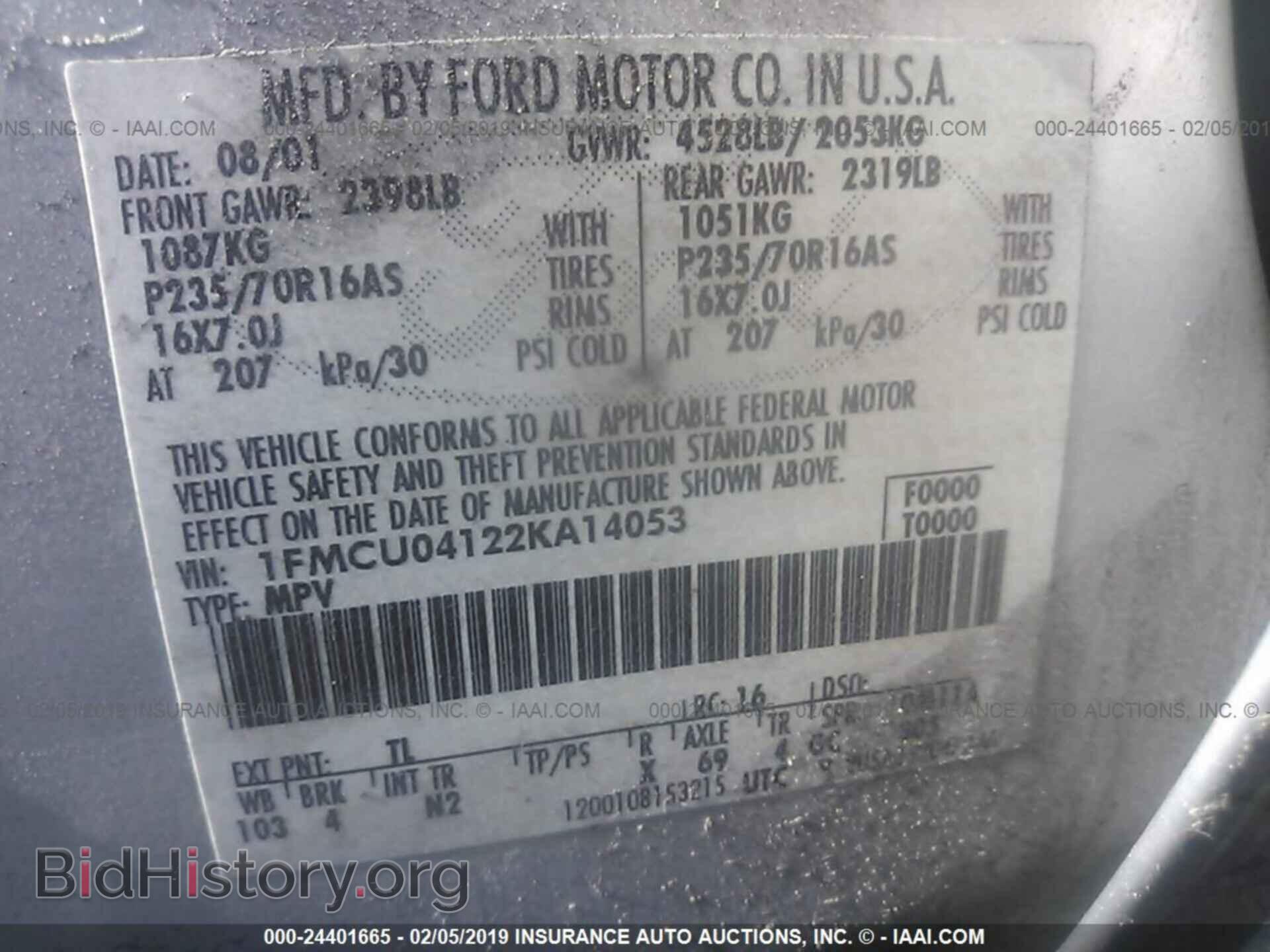 2002 FORD ESCAPE - VIN: 1FMCU04122KA14053 - Фото 9