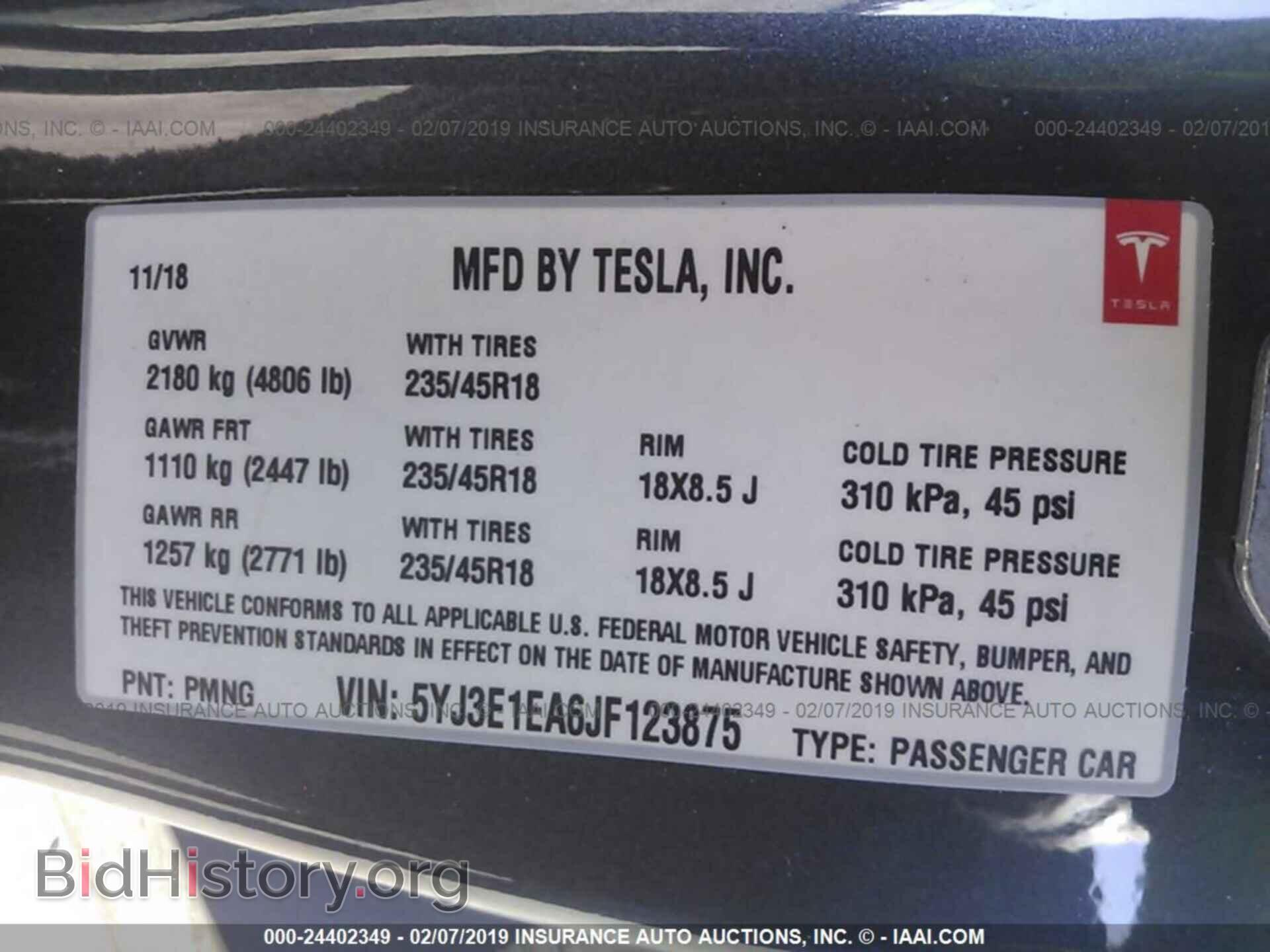 2018 TESLA MODEL 3 - VIN: 5YJ3E1EA6JF123875 - Photo 9