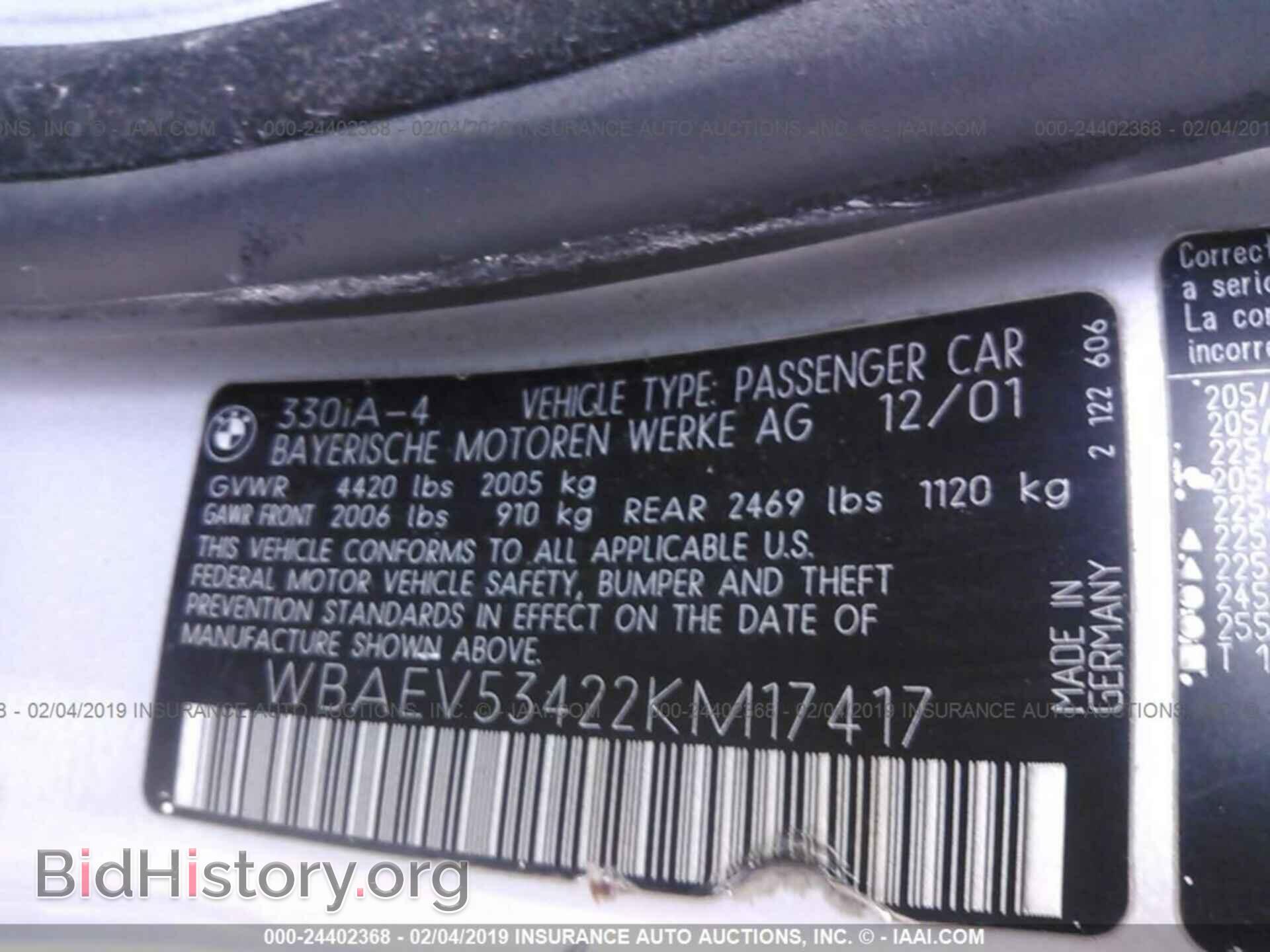 2002 BMW 330 - VIN: WBAEV53422KM17417 - Фото 9