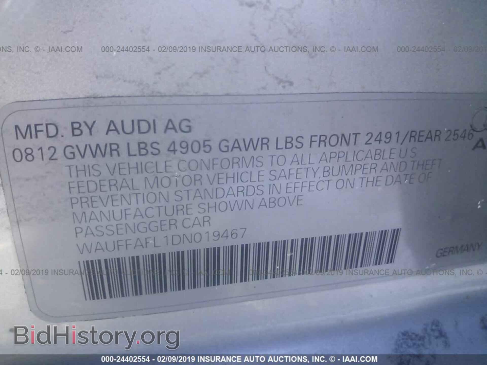 2013 AUDI A4 - VIN: WAUFFAFL1DN019467 - Фото 9