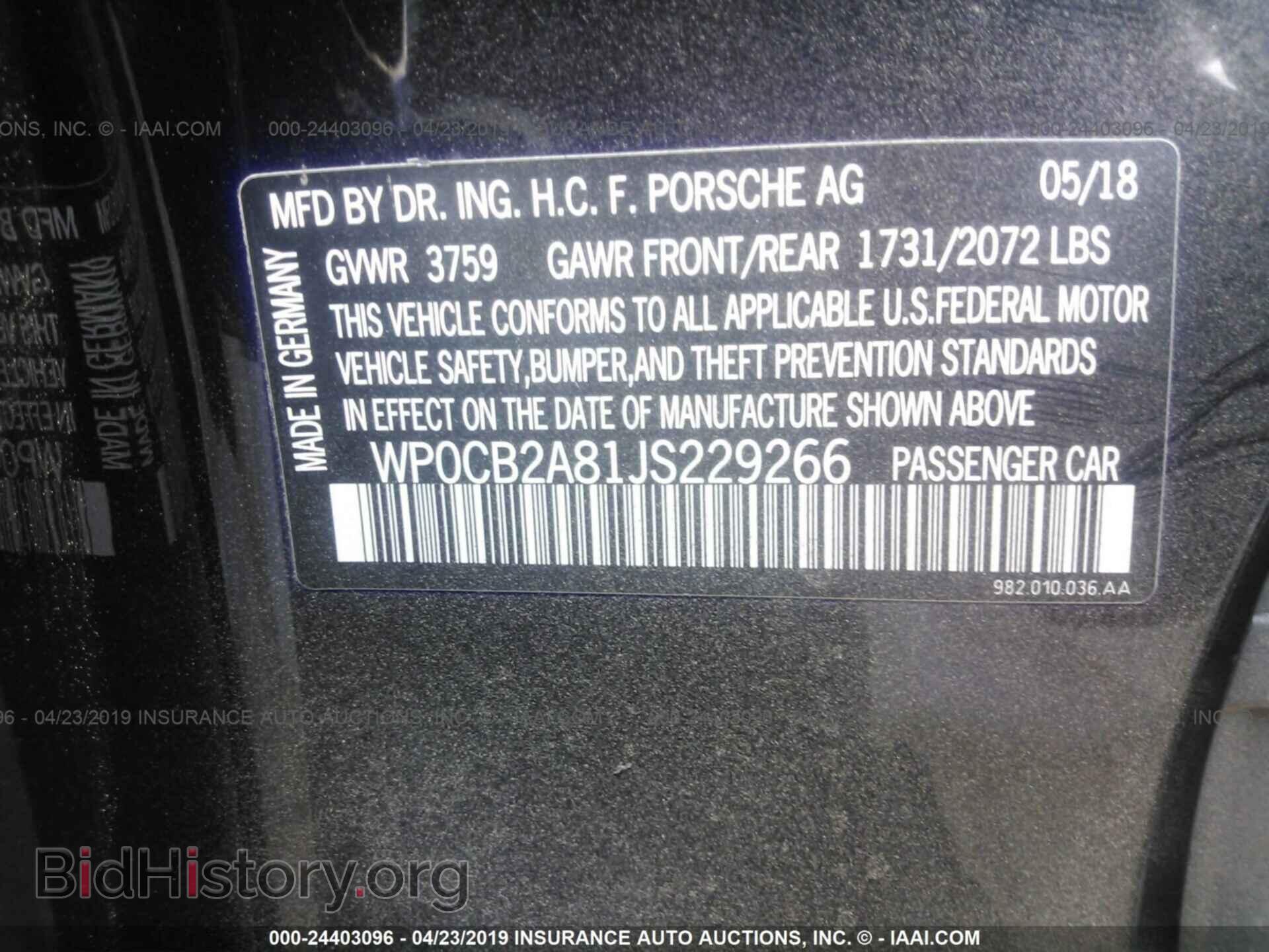 2018 PORSCHE BOXSTER - VIN: WP0CB2A81JS229266 - Photo 9