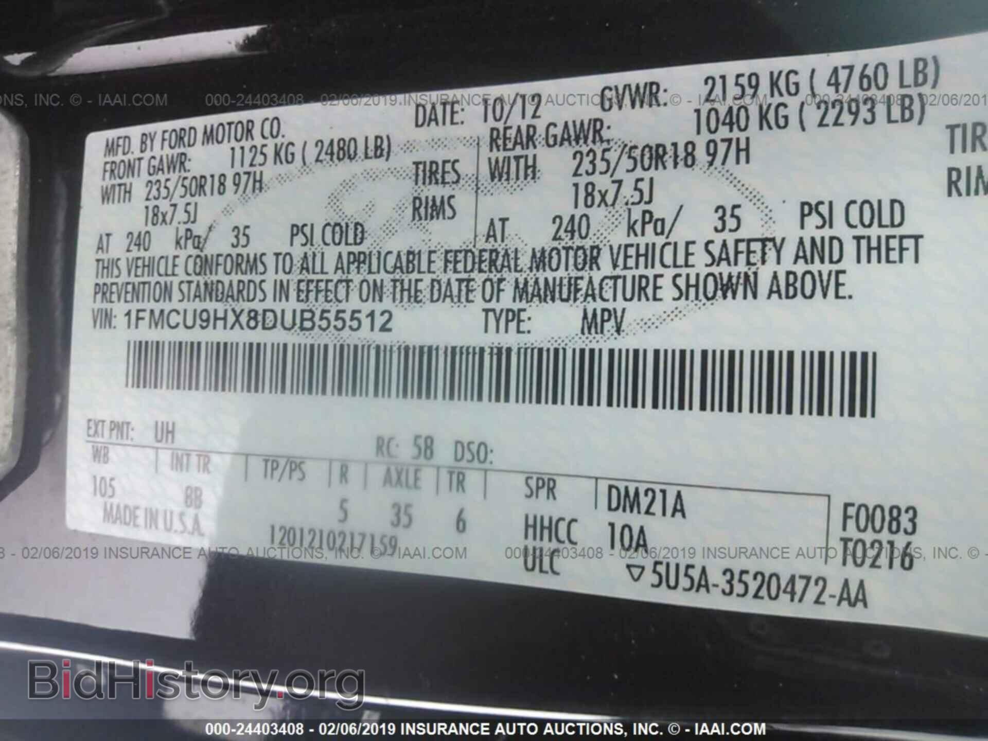 2013 FORD ESCAPE - VIN: 1FMCU9HX8DUB55512 - Photo 9