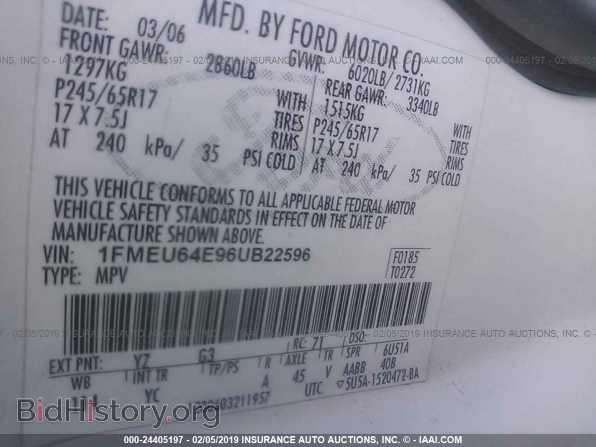 2006 FORD EXPLORER - VIN: 1FMEU64E96UB22596 - Фото 9
