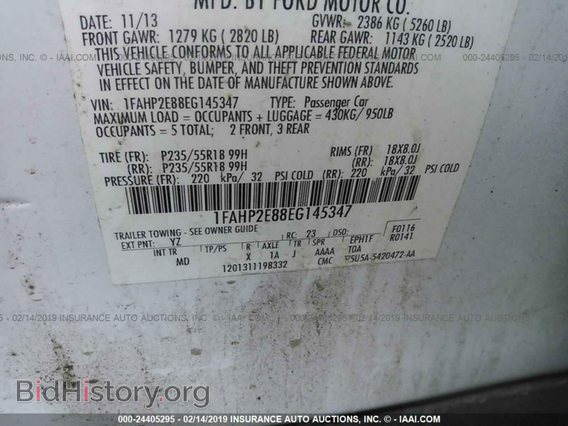 2014 FORD TAURUS - VIN: 1FAHP2E88EG145347 - Фото 9