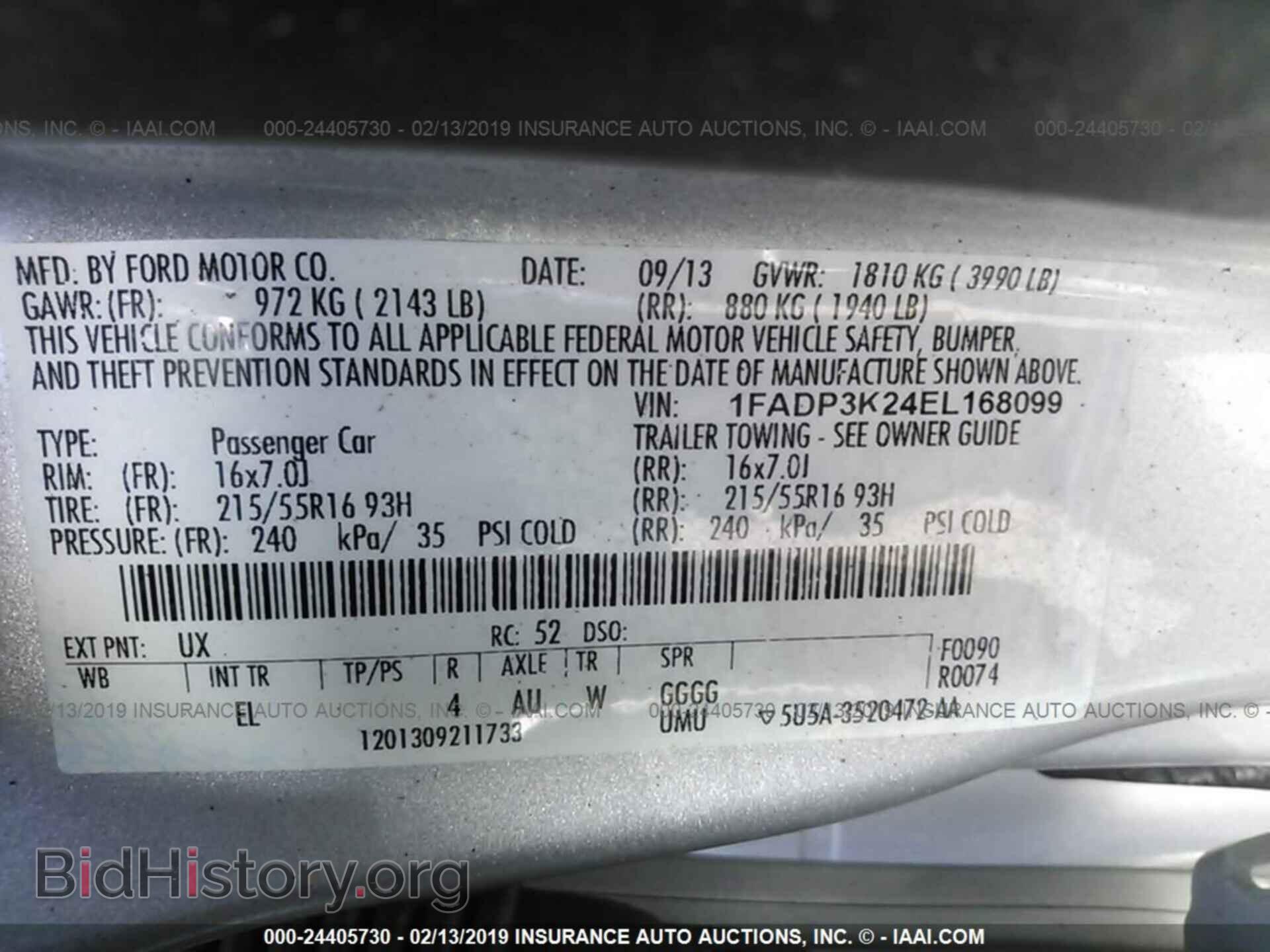 2014 FORD FOCUS - VIN: 1FADP3K24EL168099 - Фото 9