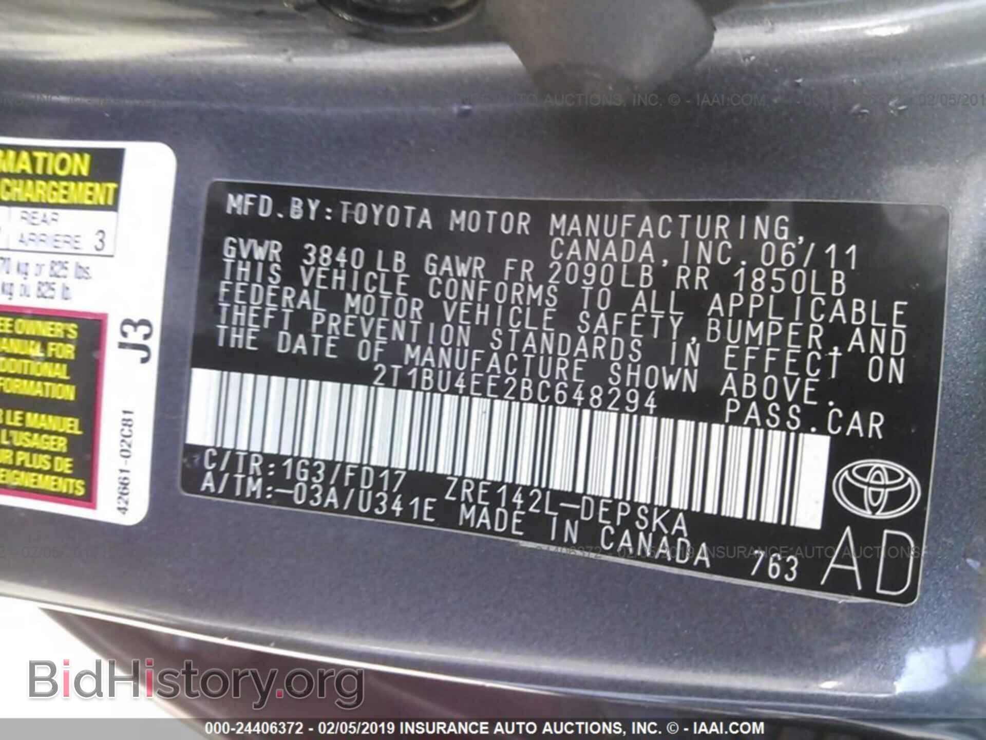 2011 TOYOTA COROLLA - VIN: 2T1BU4EE2BC648294 - Фото 9