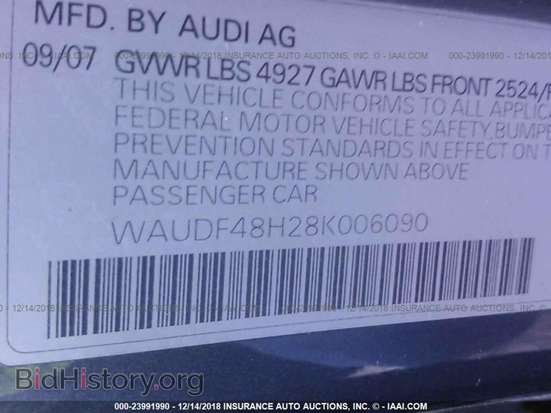 2008 AUDI A4 - VIN: WAUDF48H28K006090 - Photo 9