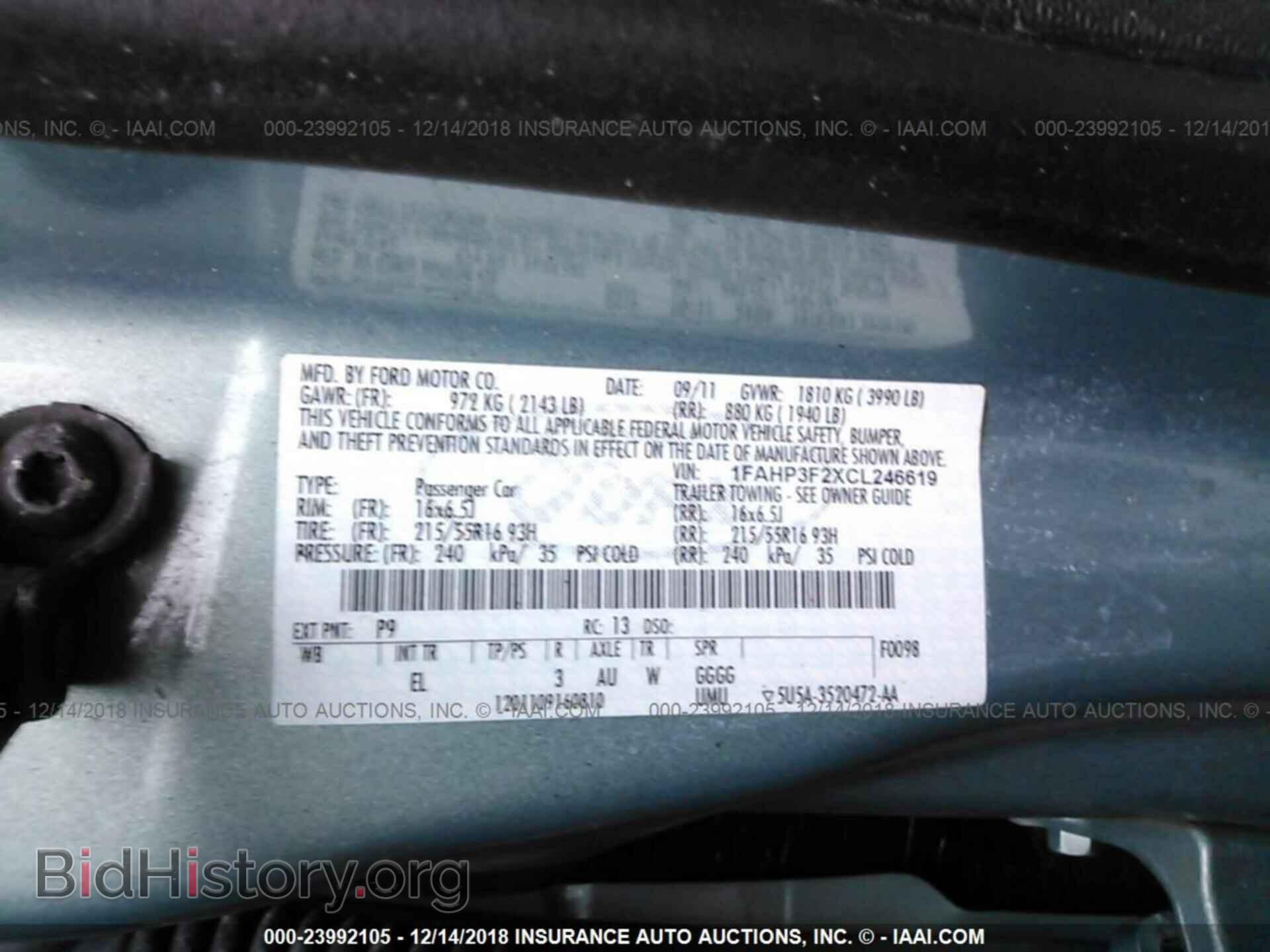 2012 FORD FOCUS - VIN: 1FAHP3F2XCL246619 - Фото 9