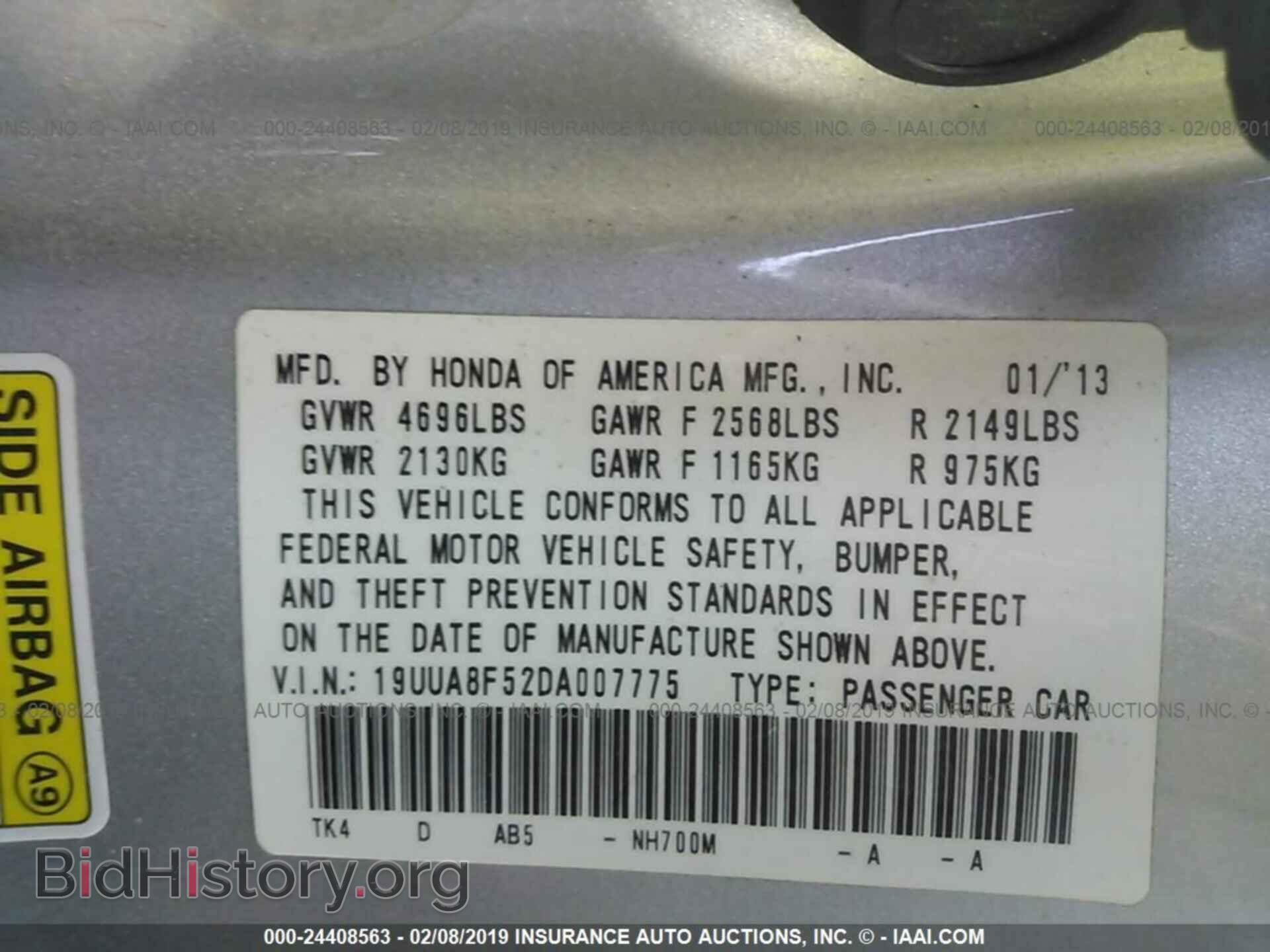 2013 ACURA TL - VIN: 19UUA8F52DA007775 - Фото 9
