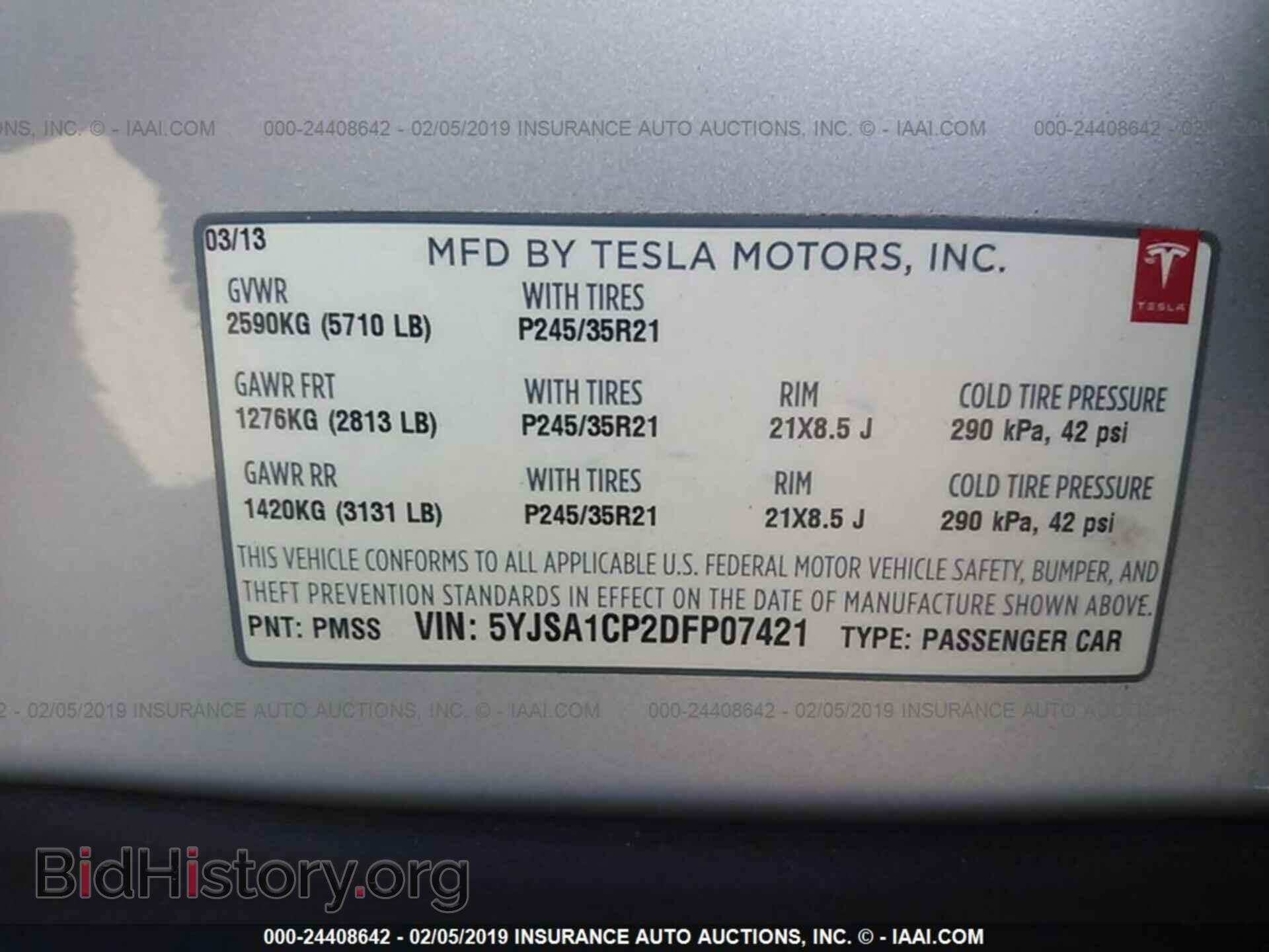 2013 TESLA MODEL S - VIN: 5YJSA1CP2DFP07421 - Photo 9