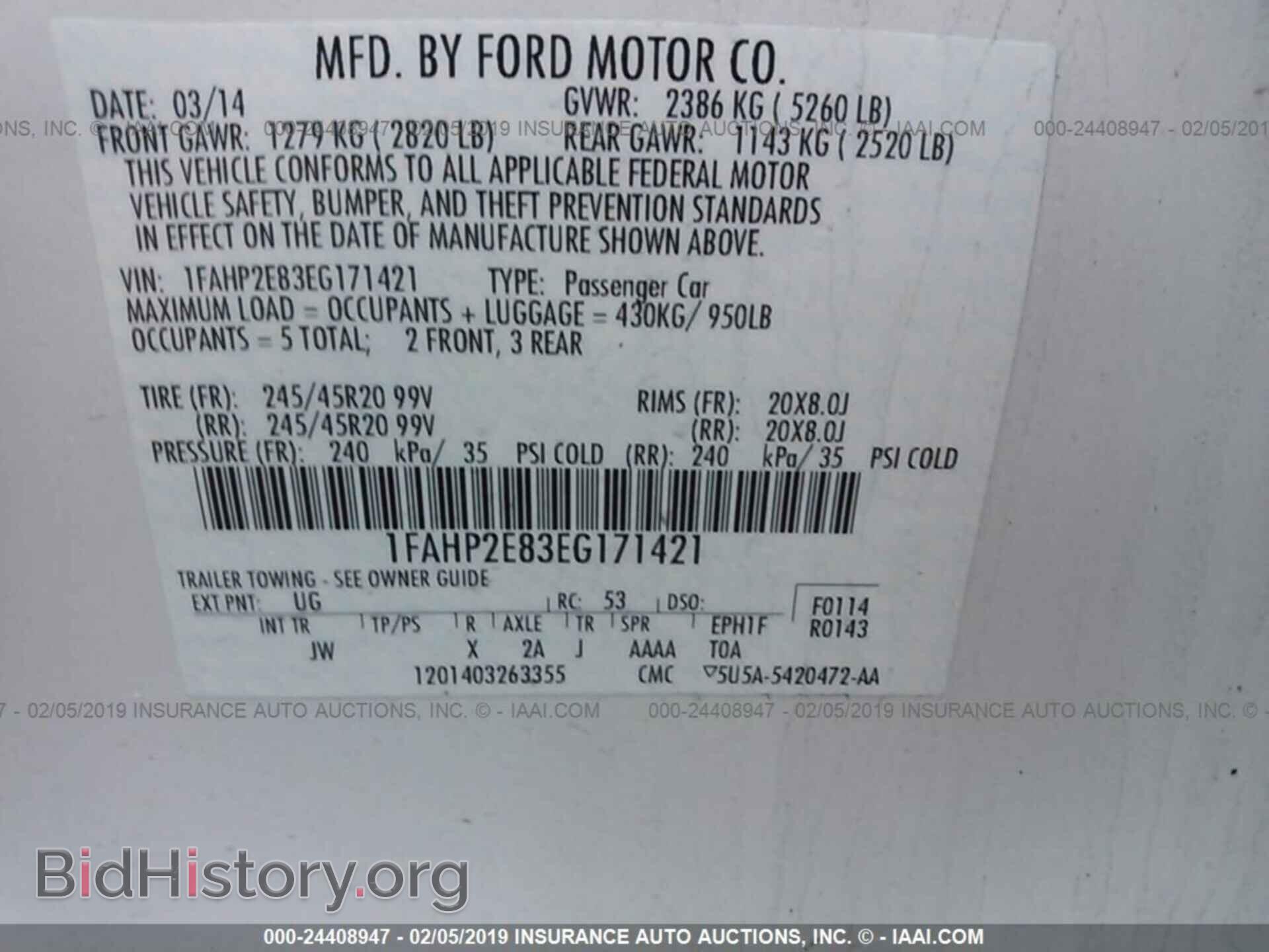 2014 FORD TAURUS - VIN: 1FAHP2E83EG171421 - Photo 9