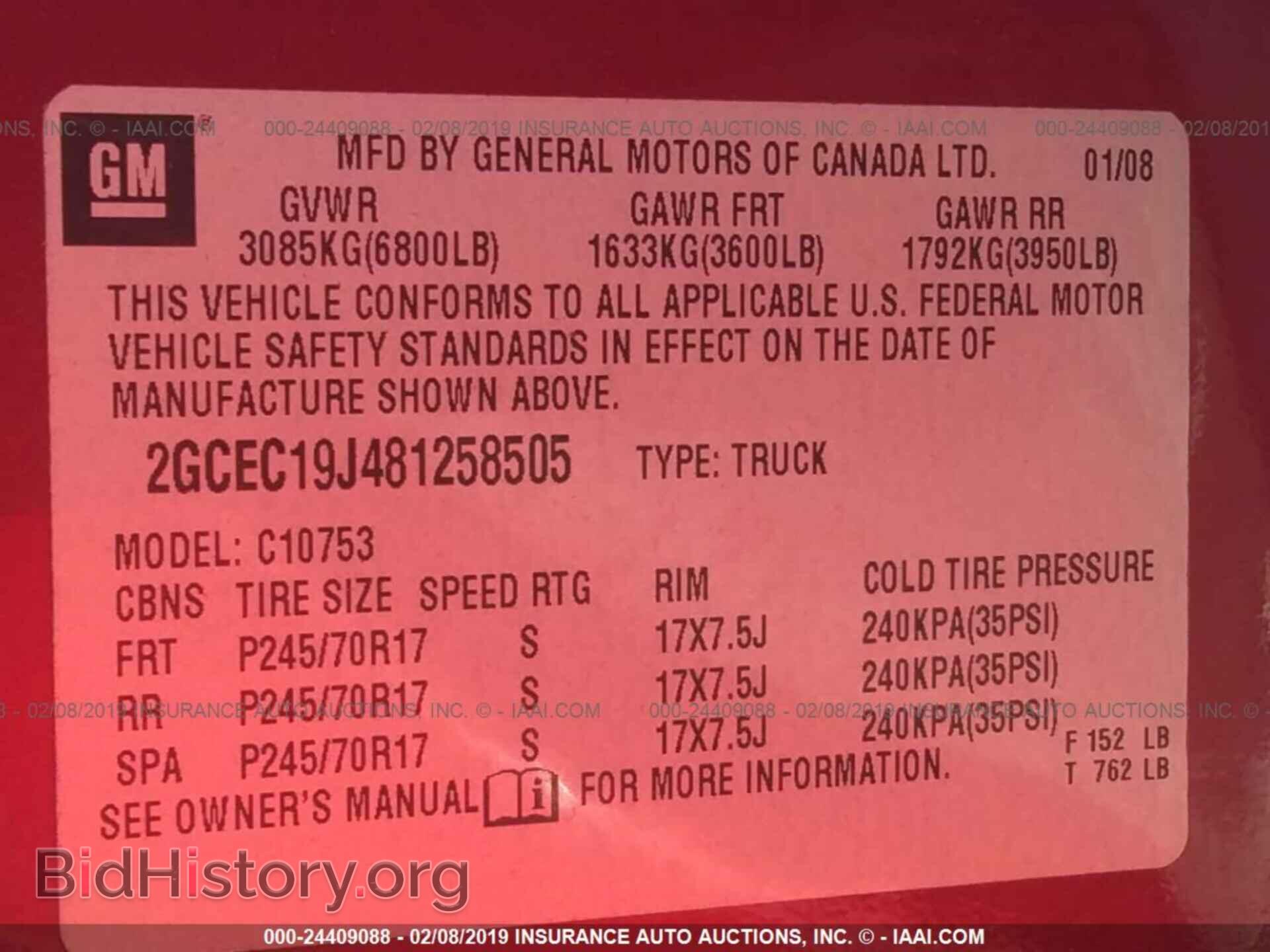 2008 CHEVROLET SILVERADO - VIN: 2GCEC19J481258505 - Фото 9