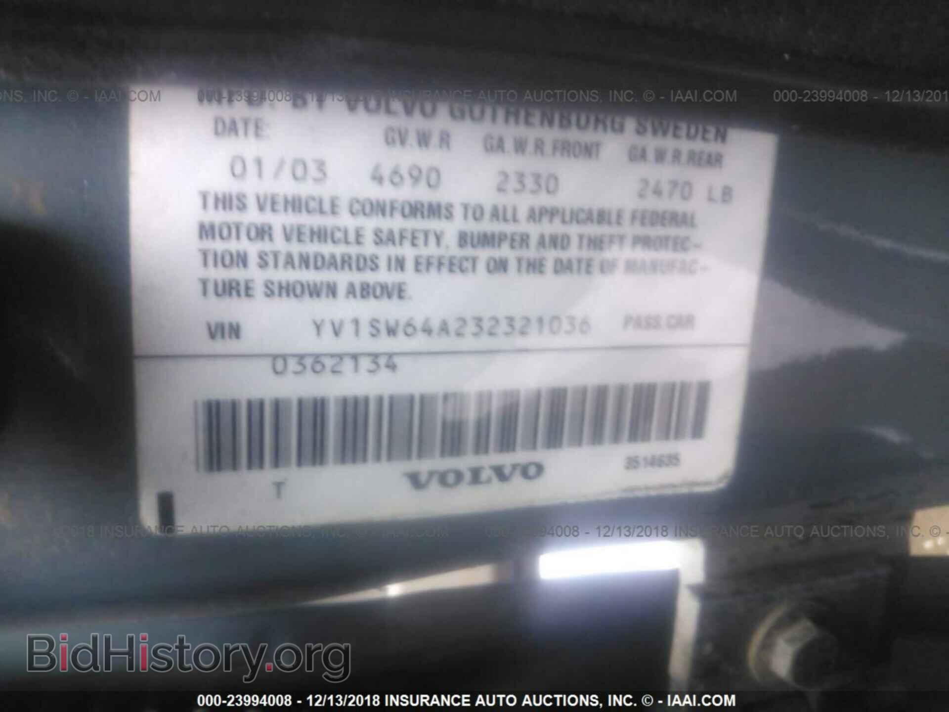 2003 VOLVO V70 - VIN: YV1SW64A232321036 - Фото 9