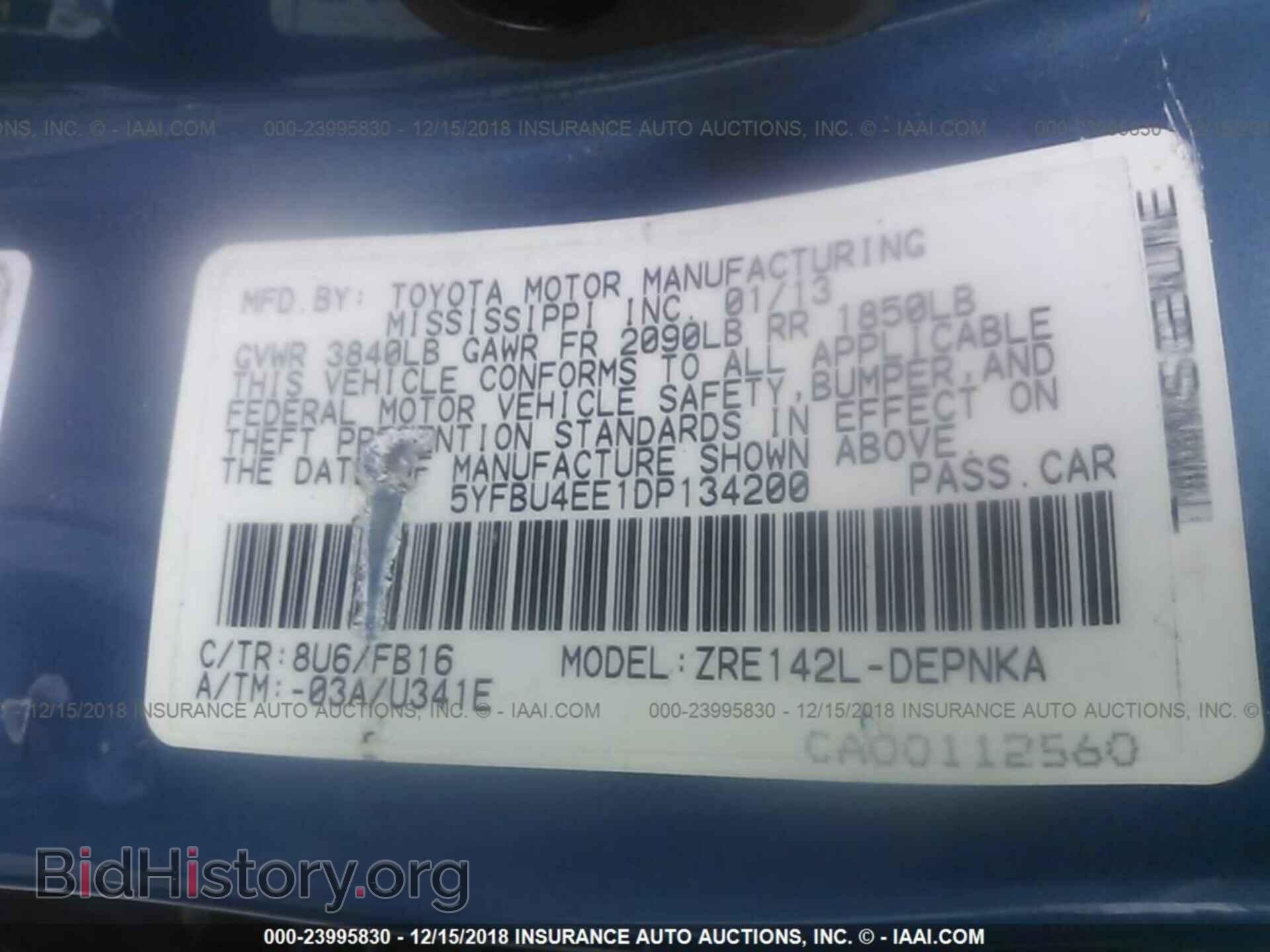 2013 TOYOTA COROLLA - VIN: 5YFBU4EE1DP134200 - Фото 9